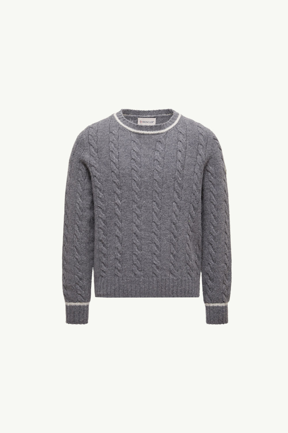 Stripe-Trimmed Wool Jumper Boy Gray Moncler 0