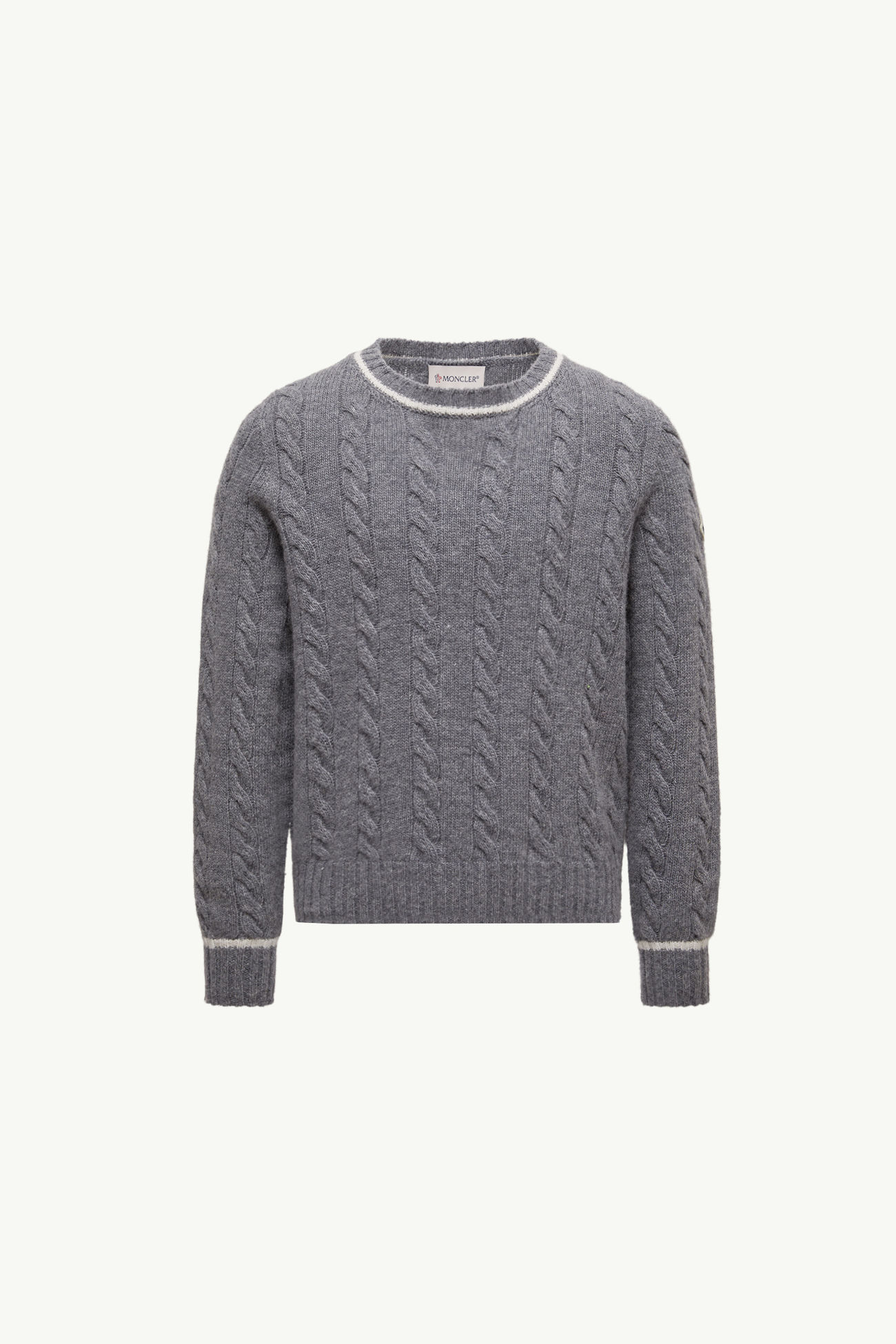 Stripe-Trimmed Wool Sweater Boy Grey Moncler 0
