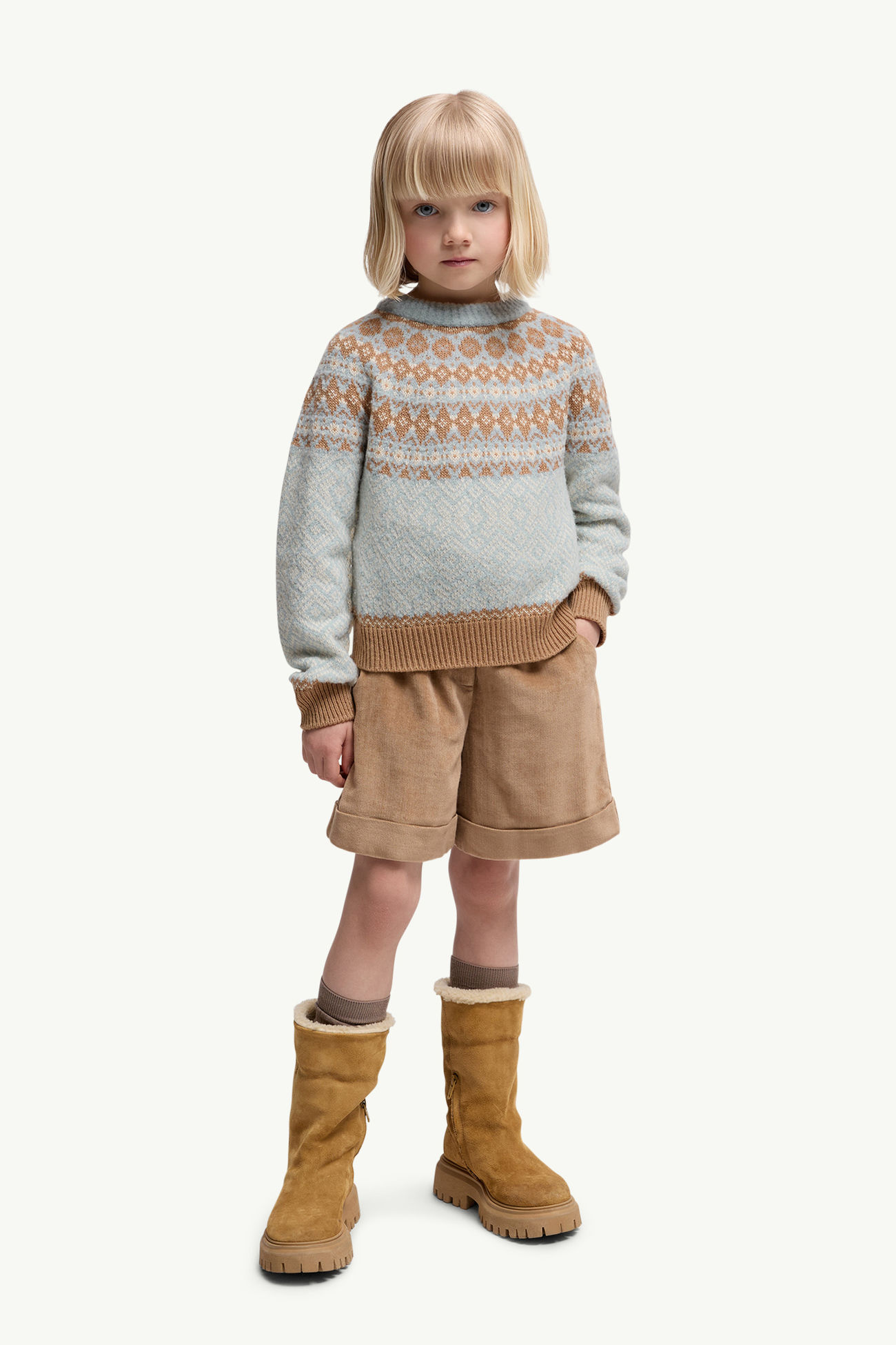 Bouclé Wool Blend Sweater Girl Light Blue Moncler 1