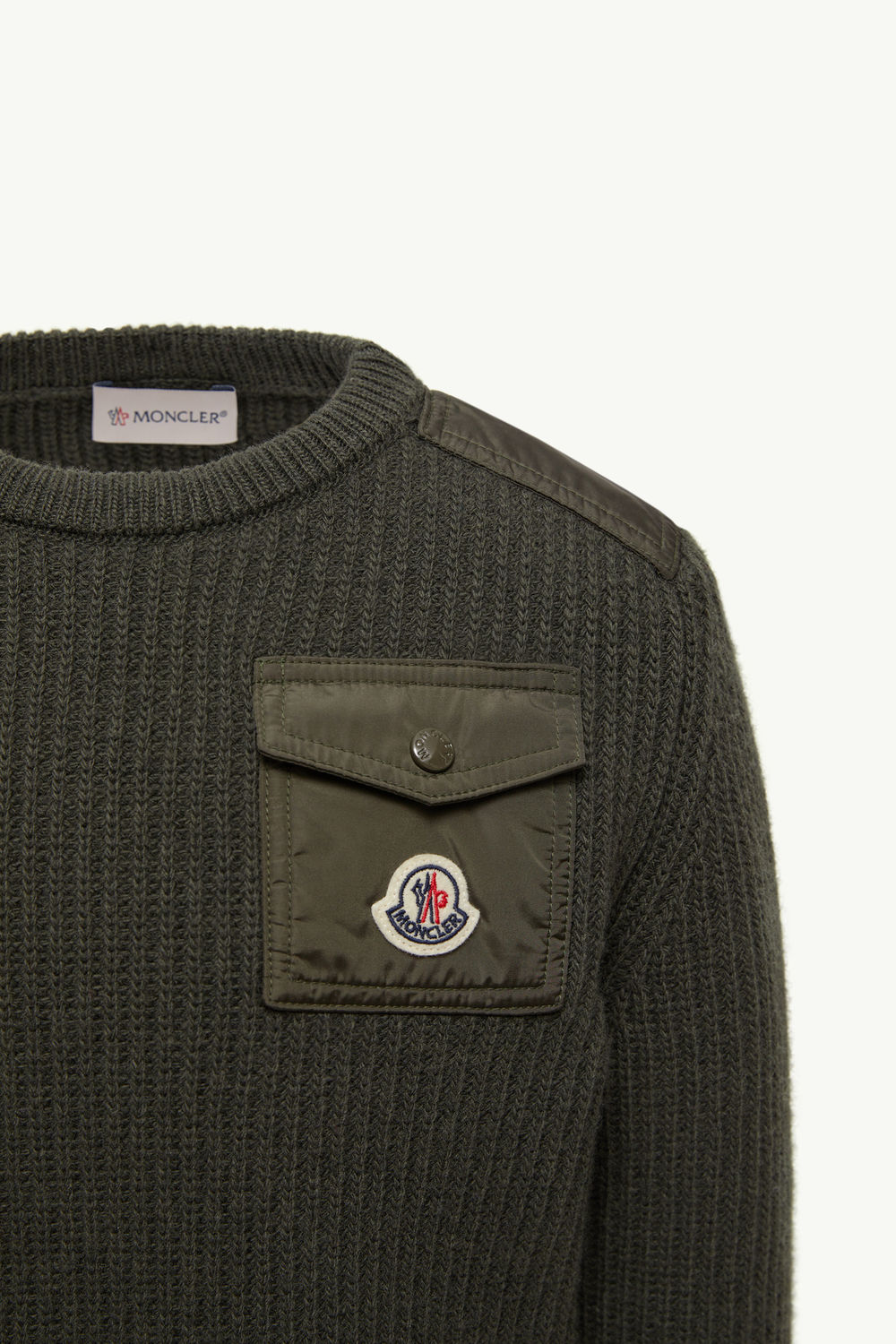 Pullover aus Wolle mit Tasche Jungen Dunkelgrün Moncler 3