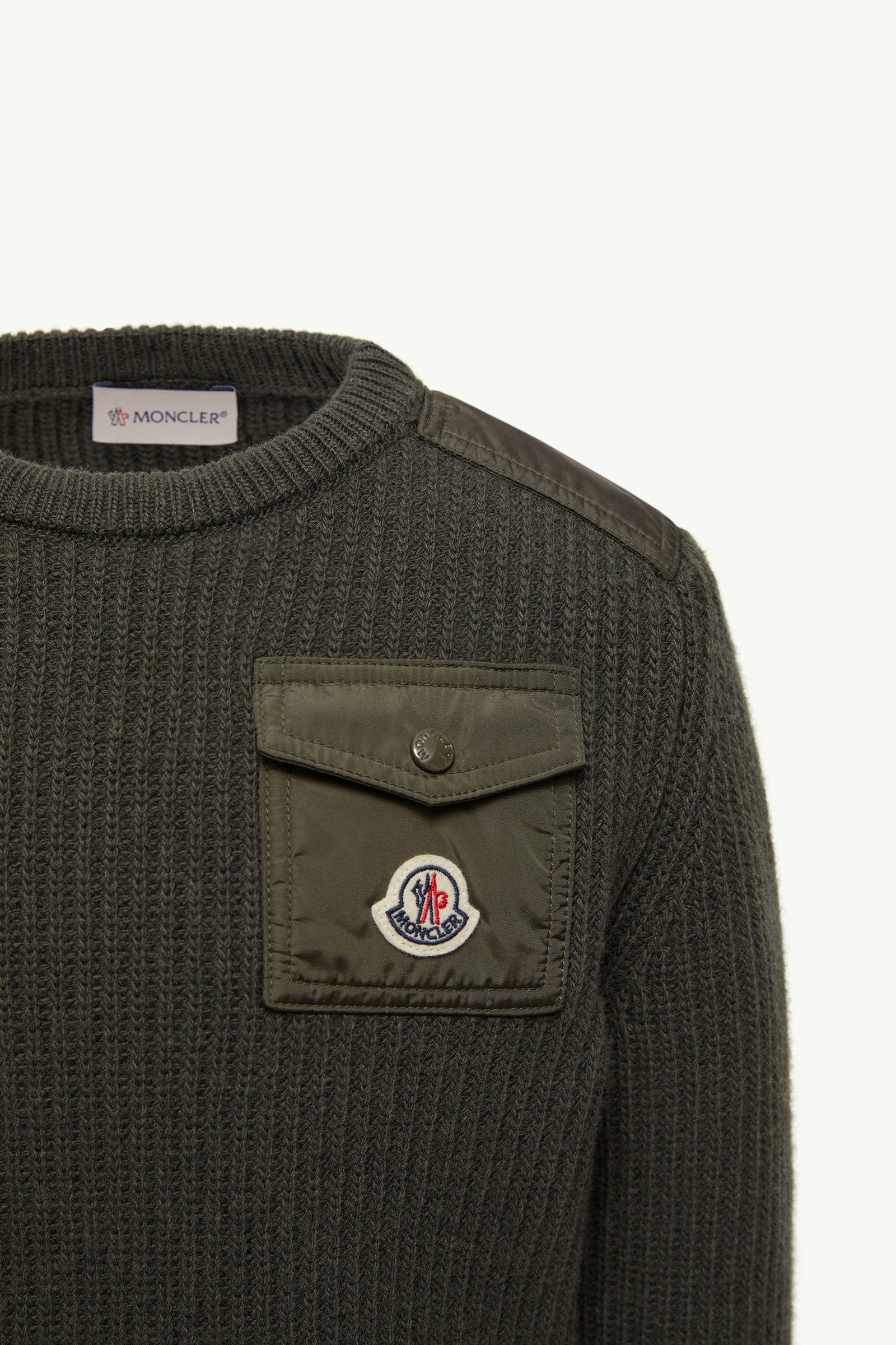 Wool Jumper with Pocket Boy Dark Green Moncler 3