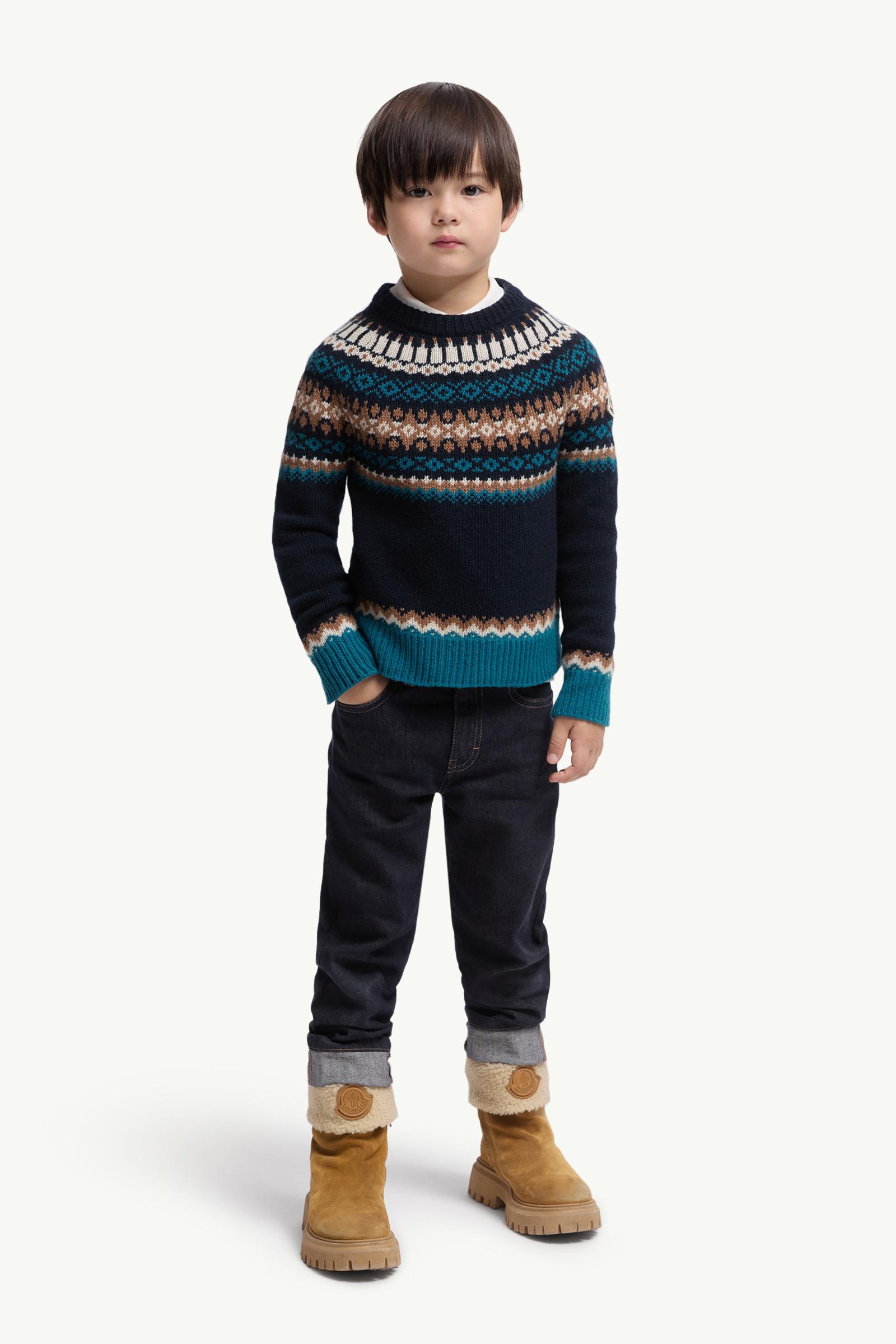 Alpine Pullover aus Jacquard-Wolle Jungen Navyblau Moncler 1