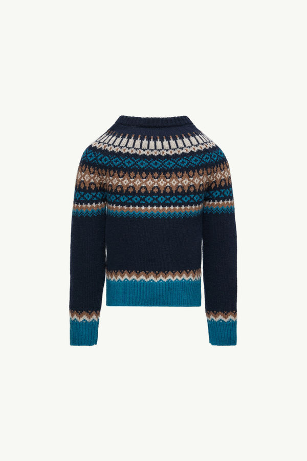 Alpine Jacquard Wool Jumper Boy Navy Blue Moncler 3