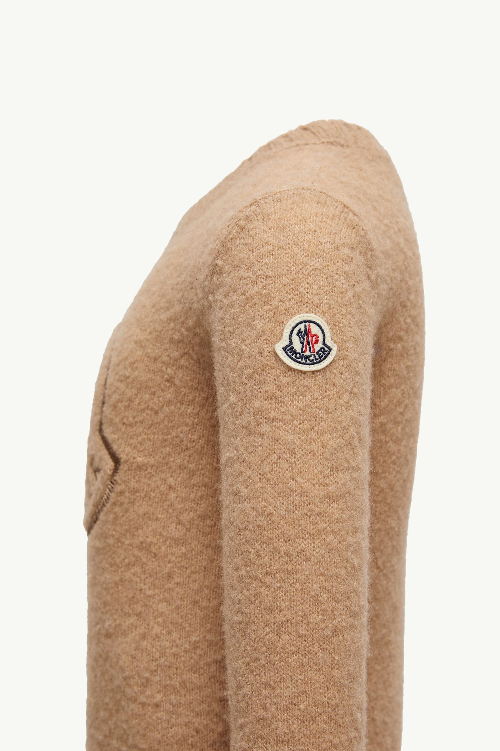 Embroidered Logo Wool Blend Jumper Boy Beige Moncler 1