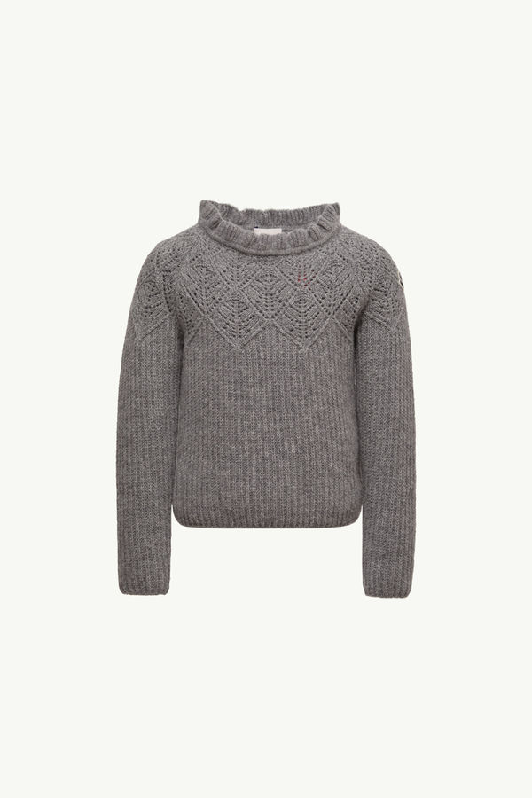 Ruffled Wool Jumper Girl Gray Moncler 0