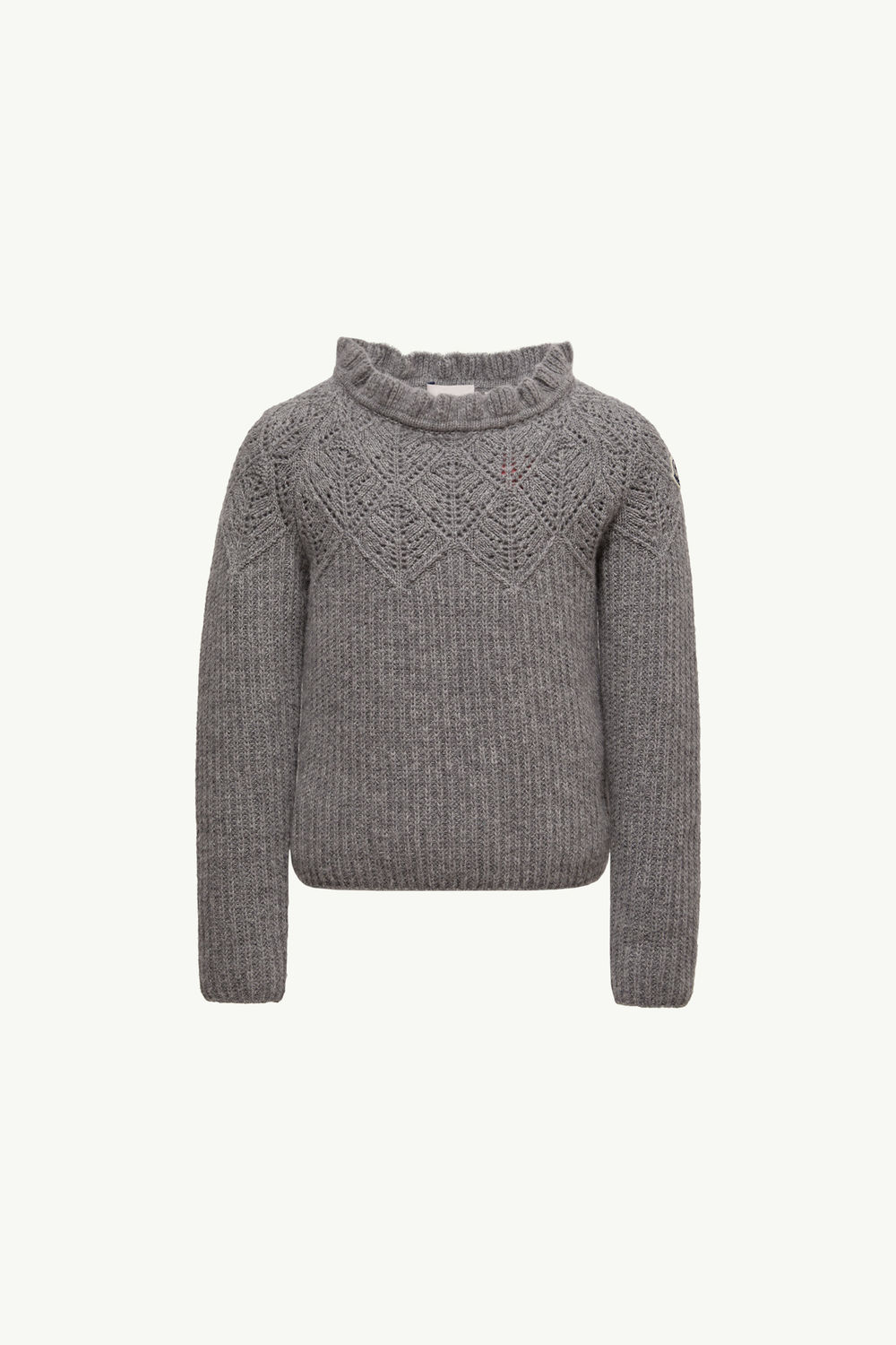 Ruffled Wool Sweater Girl Grey Moncler 0