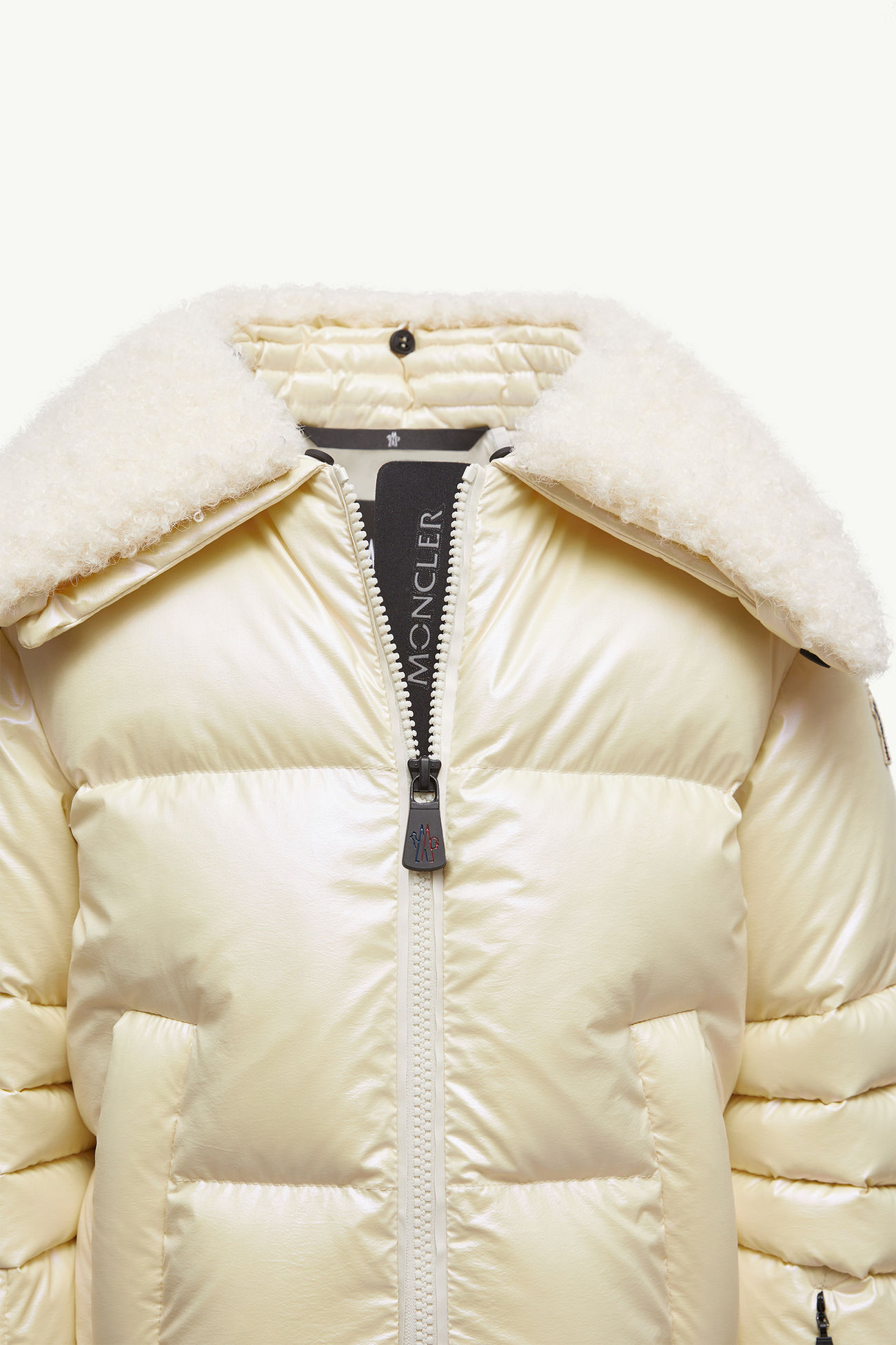 Giacca da Sci Imbottita con dettaglio in Teddy Jeita Bambina Beige Chiaro Moncler 3