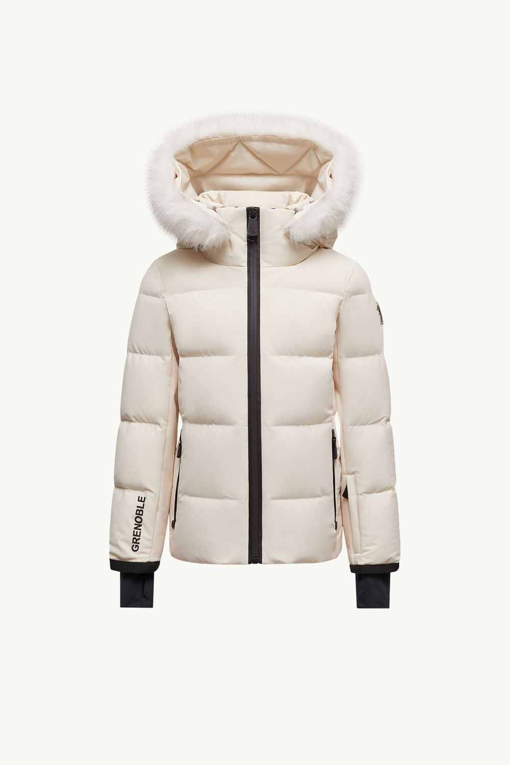 New Guyane Hooded Down Ski Jacket Girl White Ivory Moncler 0