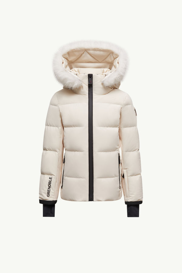 New Guyane Hooded Down Ski Jacket Girl White Ivory Moncler 0