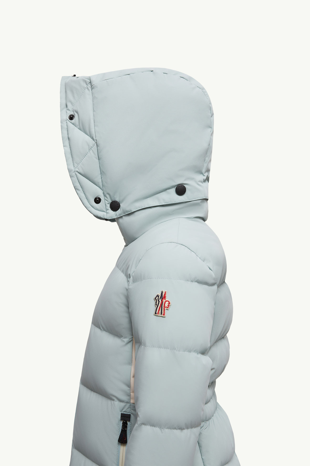 New Guyane合成物料飾邊連帽滑雪羽絨外套 女童 淺藍色 Moncler 1