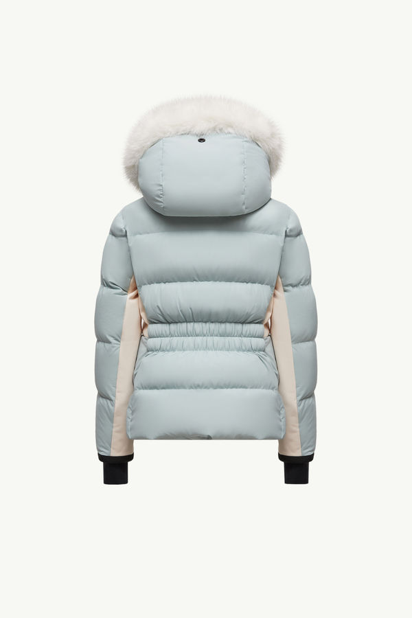 Giacca da sci New Guyane con orlo in materiali sintetici e cappuccio Bambina Celeste Moncler 2