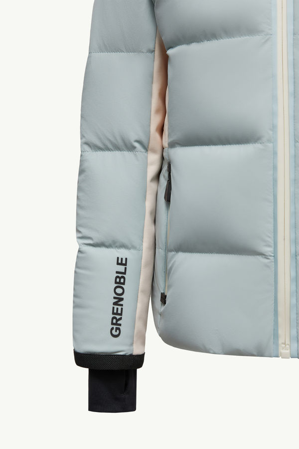 Giacca da sci New Guyane con orlo in materiali sintetici e cappuccio Bambina Celeste Moncler 4