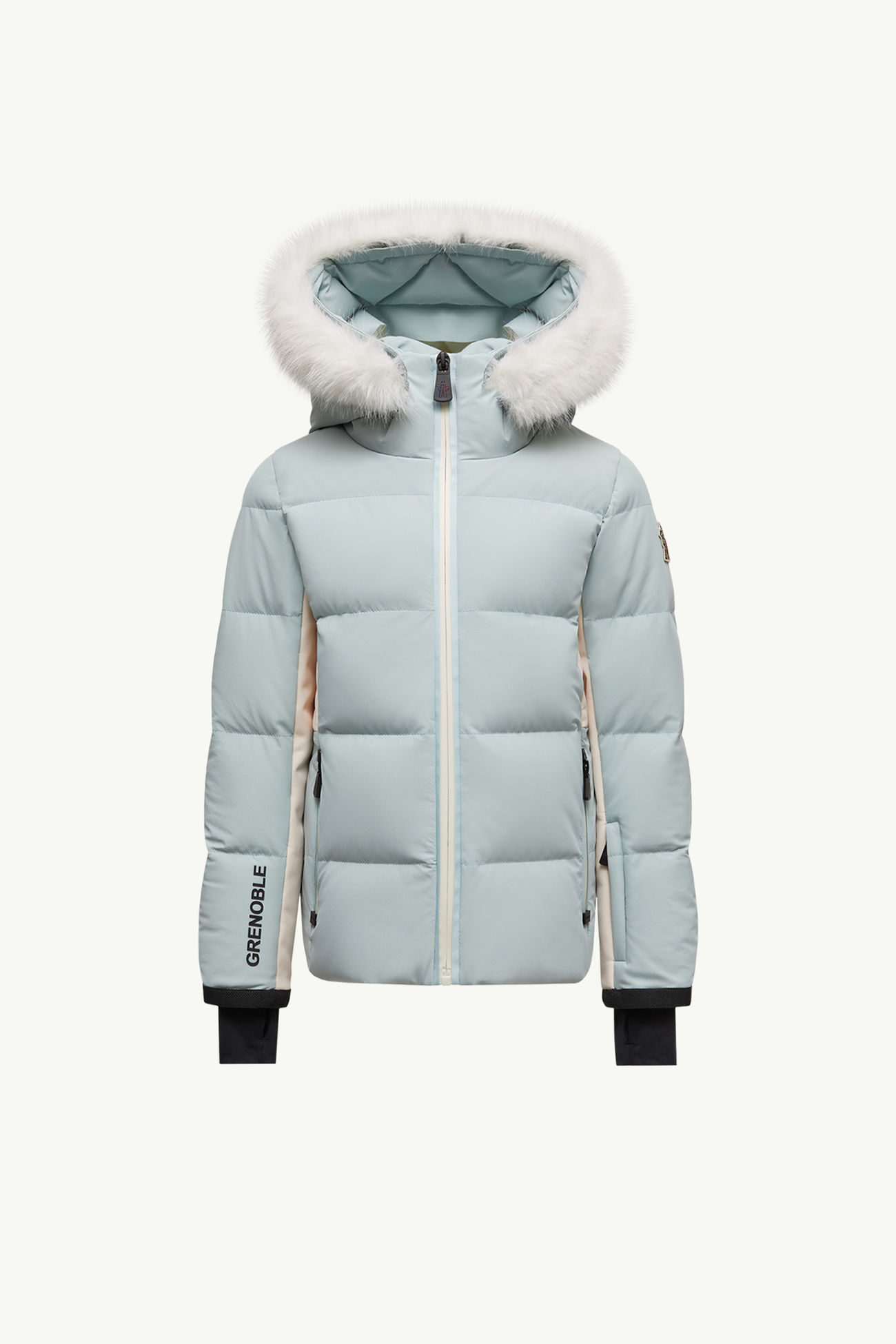 New Guyane Hooded Insulated Ski Jacket Girl Light Blue Moncler 0