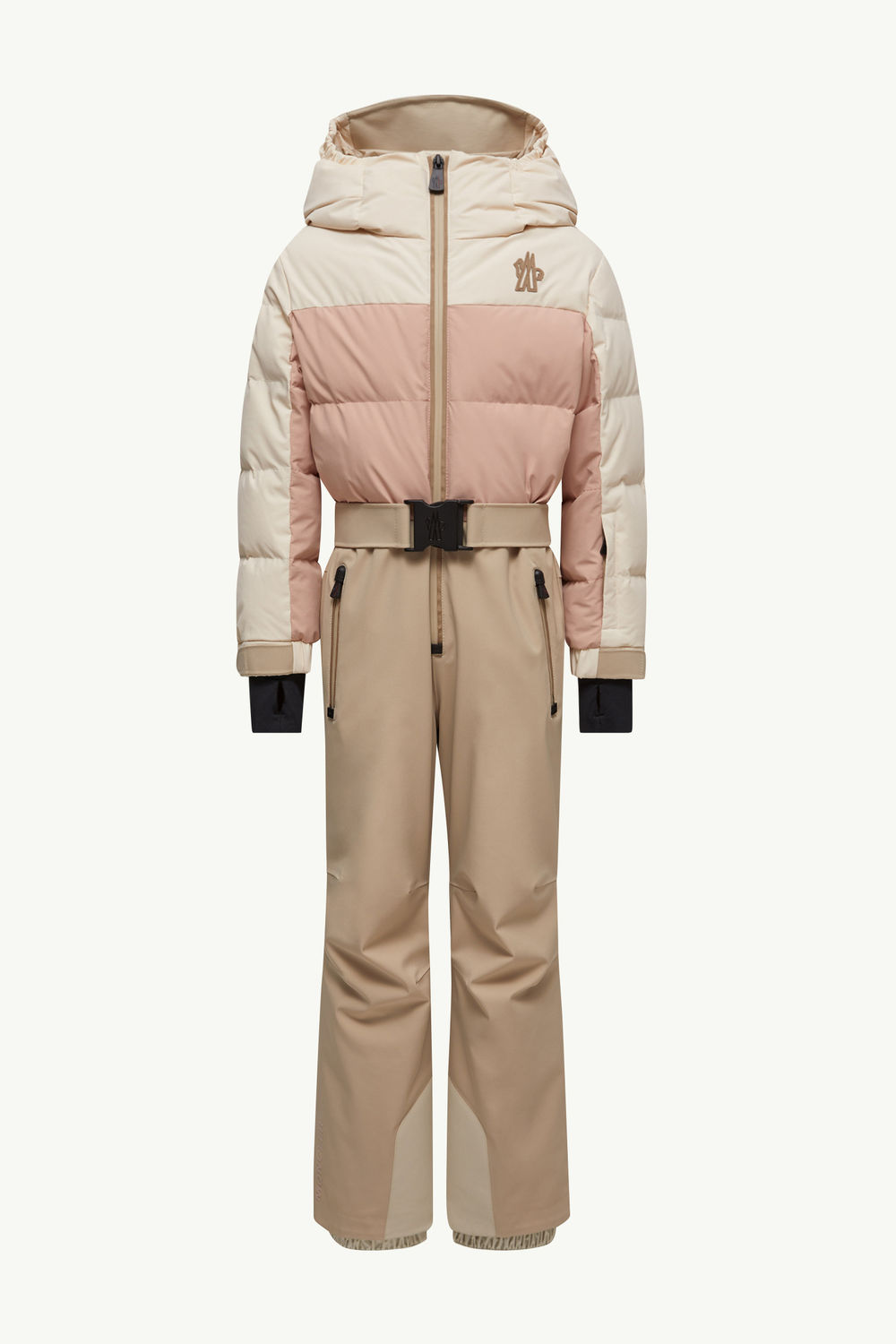 Hooded Ski Suit Girl Beige & Pink Moncler 0