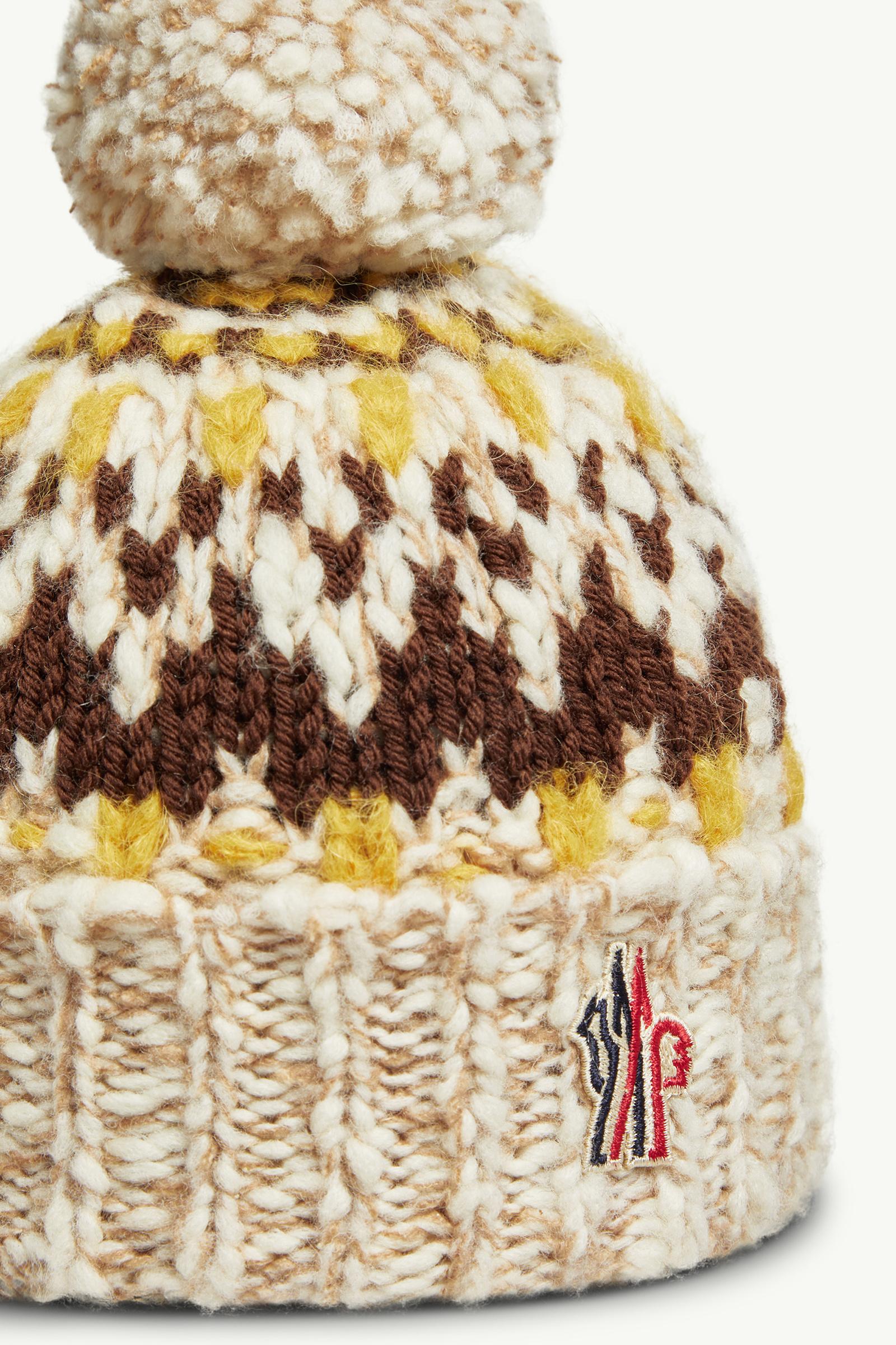 Wool Blend Jacquard Beanie with Pom Pom Gender Neutral Multicolour Moncler 1