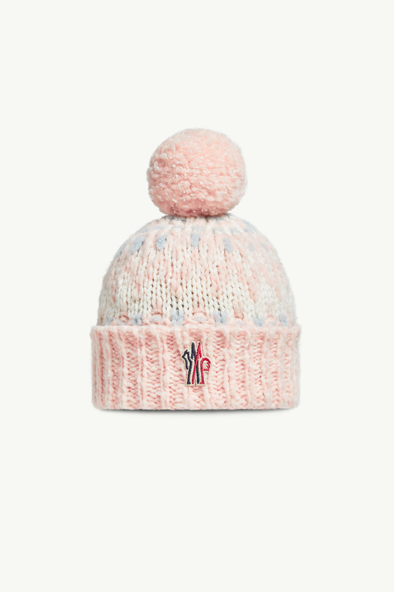 Bommelmütze aus Jacquard aus einer Wollmischung Mädchen Weiß & Pink Moncler 0