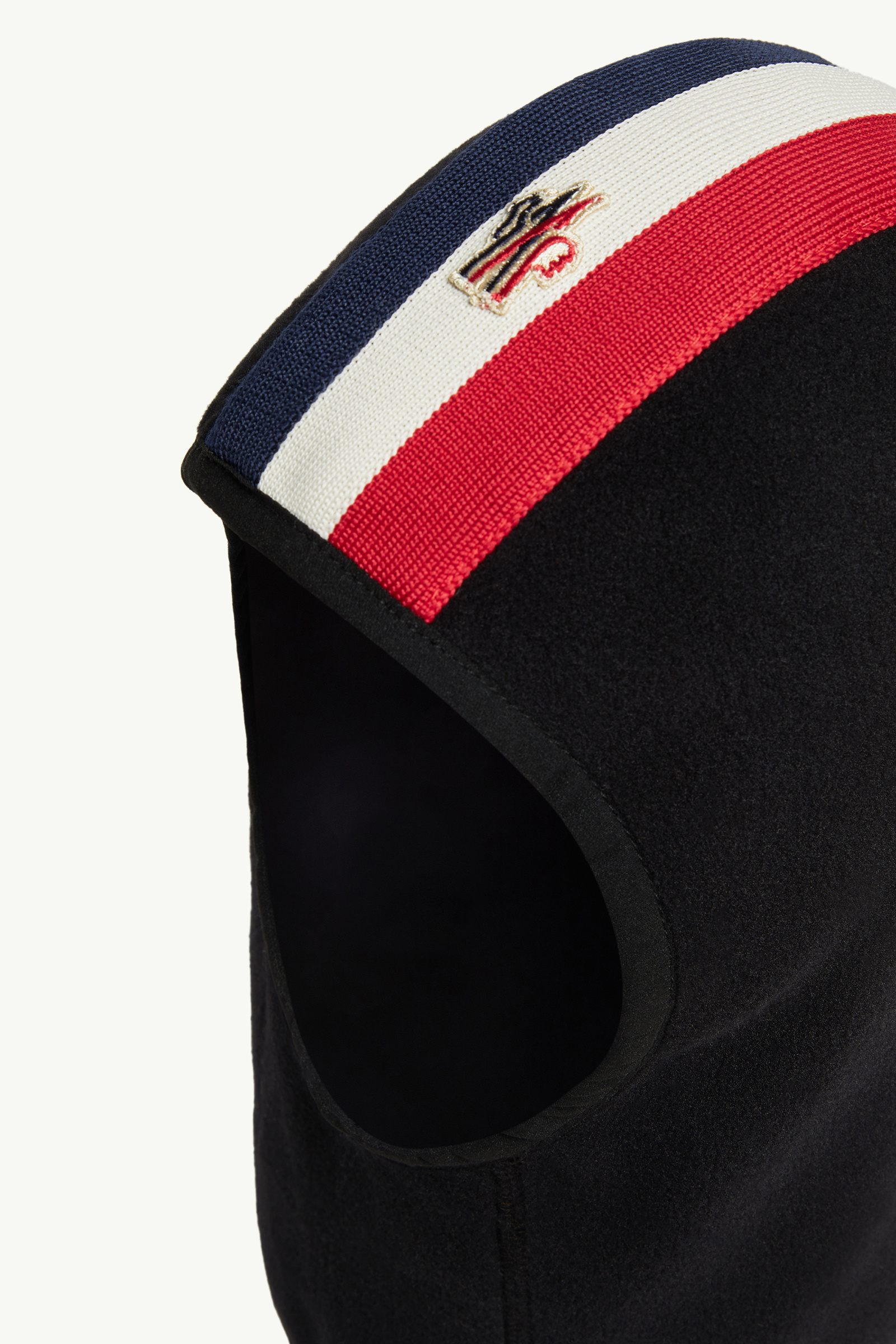 Striped Trim Fleece Balaclava Gender Neutral Black Moncler 1