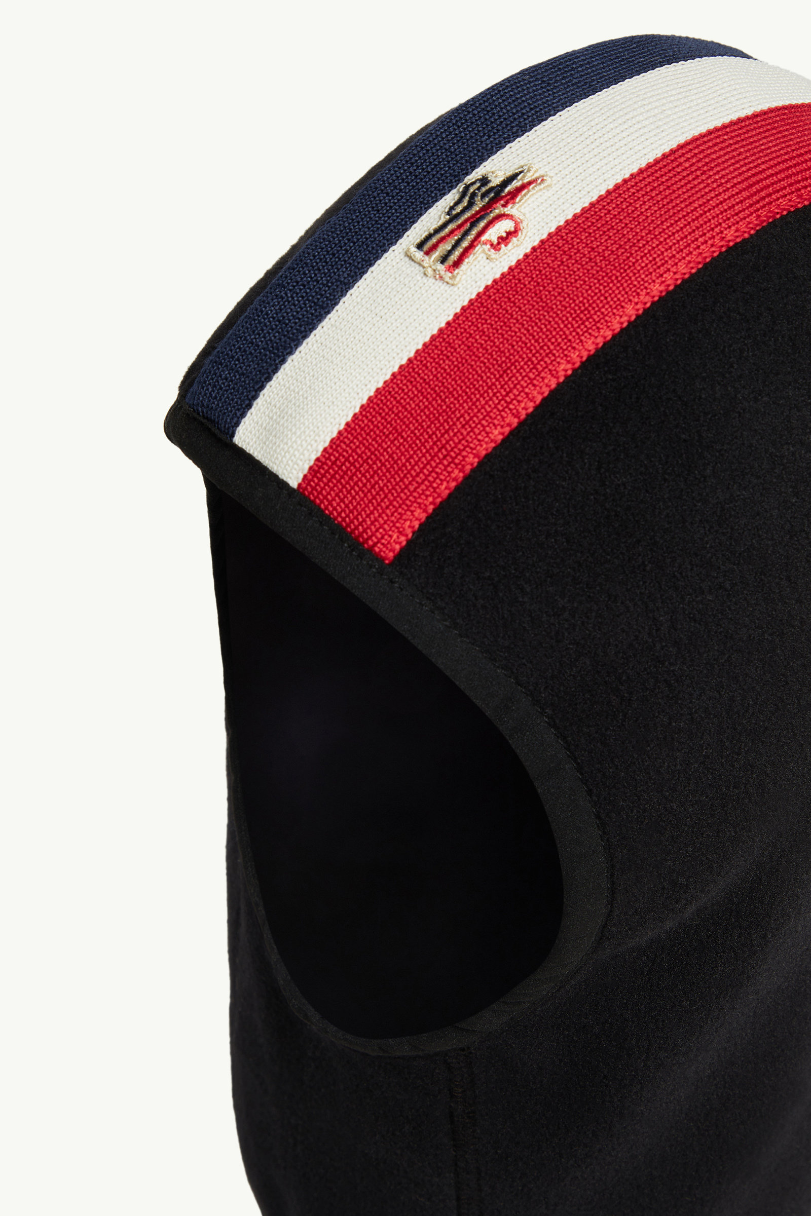 Striped Trim Fleece Balaclava Gender Neutral Black Moncler 1