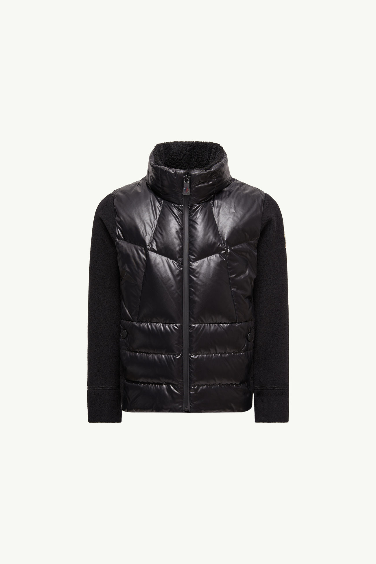 Sweatshirt mit Reißverschluss aus wattiertem Fleece Genderneutral Schwarz Moncler 0