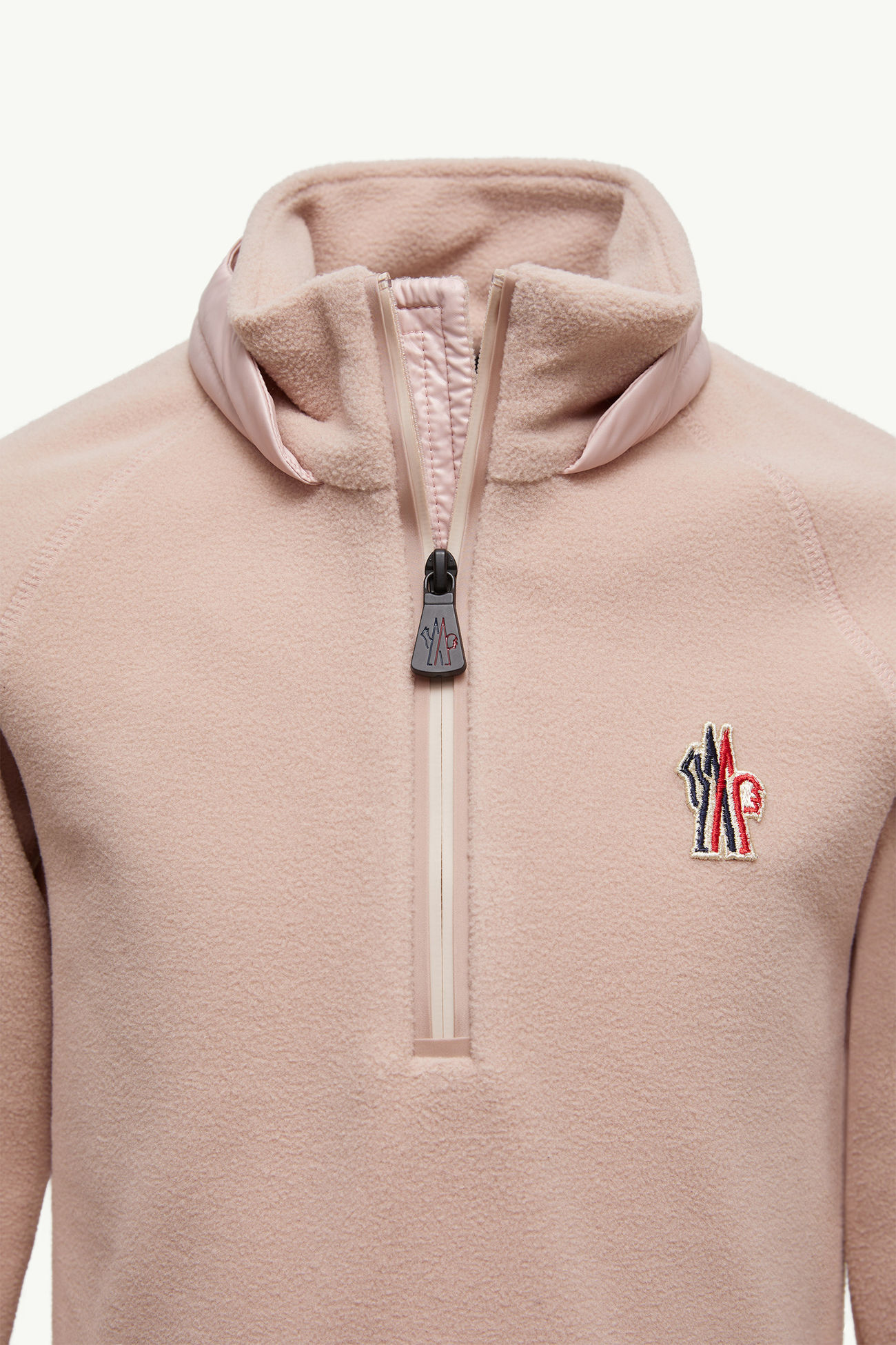 Fleece Sweatshirt mit halbem Reißverschluss Genderneutral Pink Moncler 1
