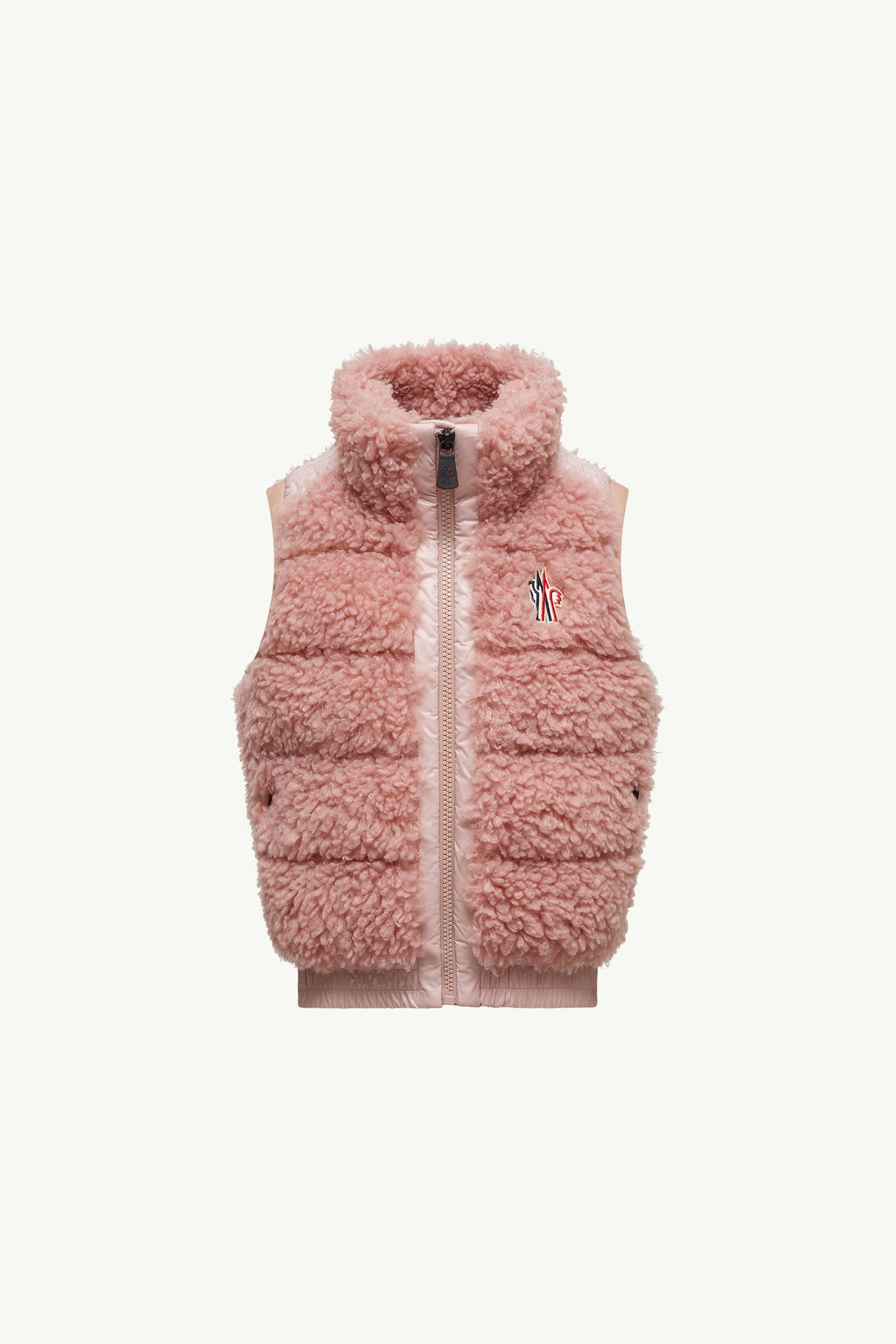 Padded Teddy Vest Girl Dusty Pink Moncler 0