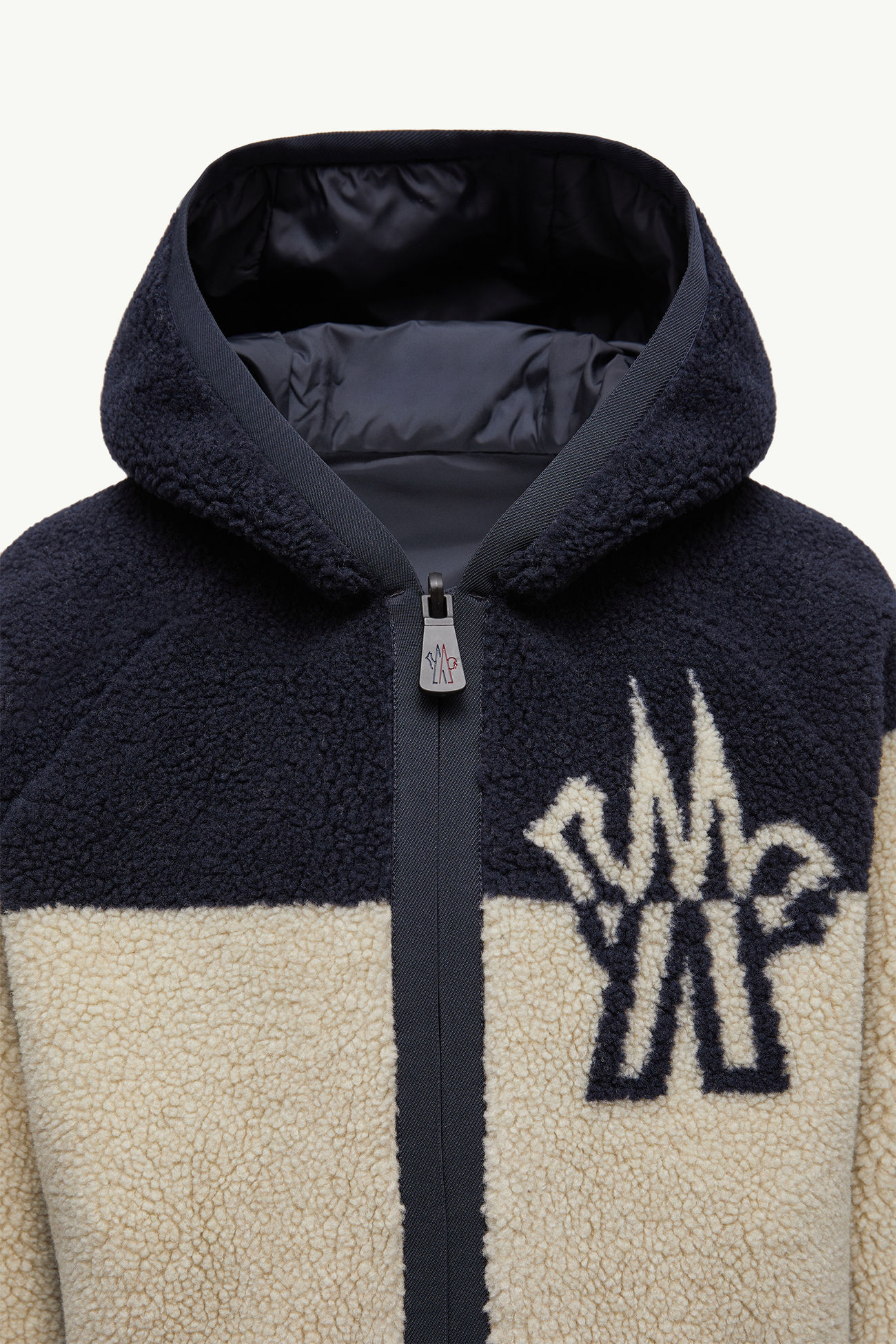 Wendbarer Kapuzenpullover mit Reißverschluss Genderneutral Beige & Navyblau Moncler 4