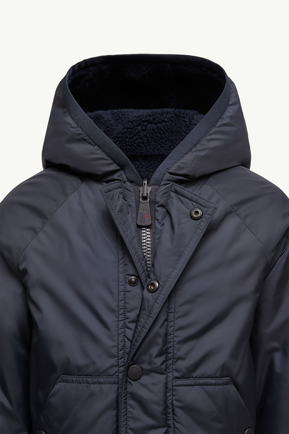 Reversible Zip-Up Hoodie Gender Neutral Beige & Navy Blue Moncler 5