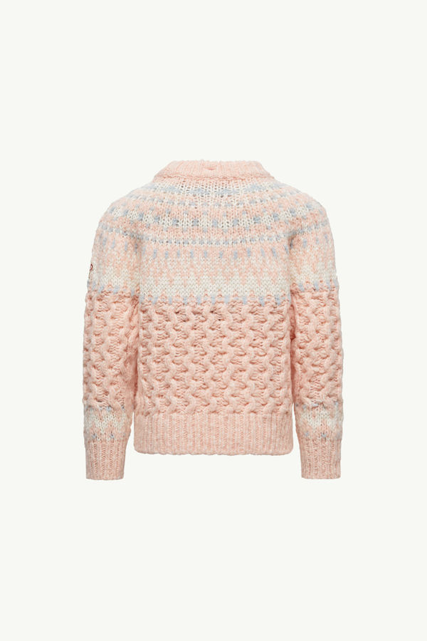 Maglione dolcevita in jacquard misto lana Bambina Rosa Moncler 2
