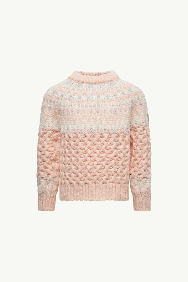 Maglione dolcevita in jacquard misto lana Bambina Rosa Moncler 0