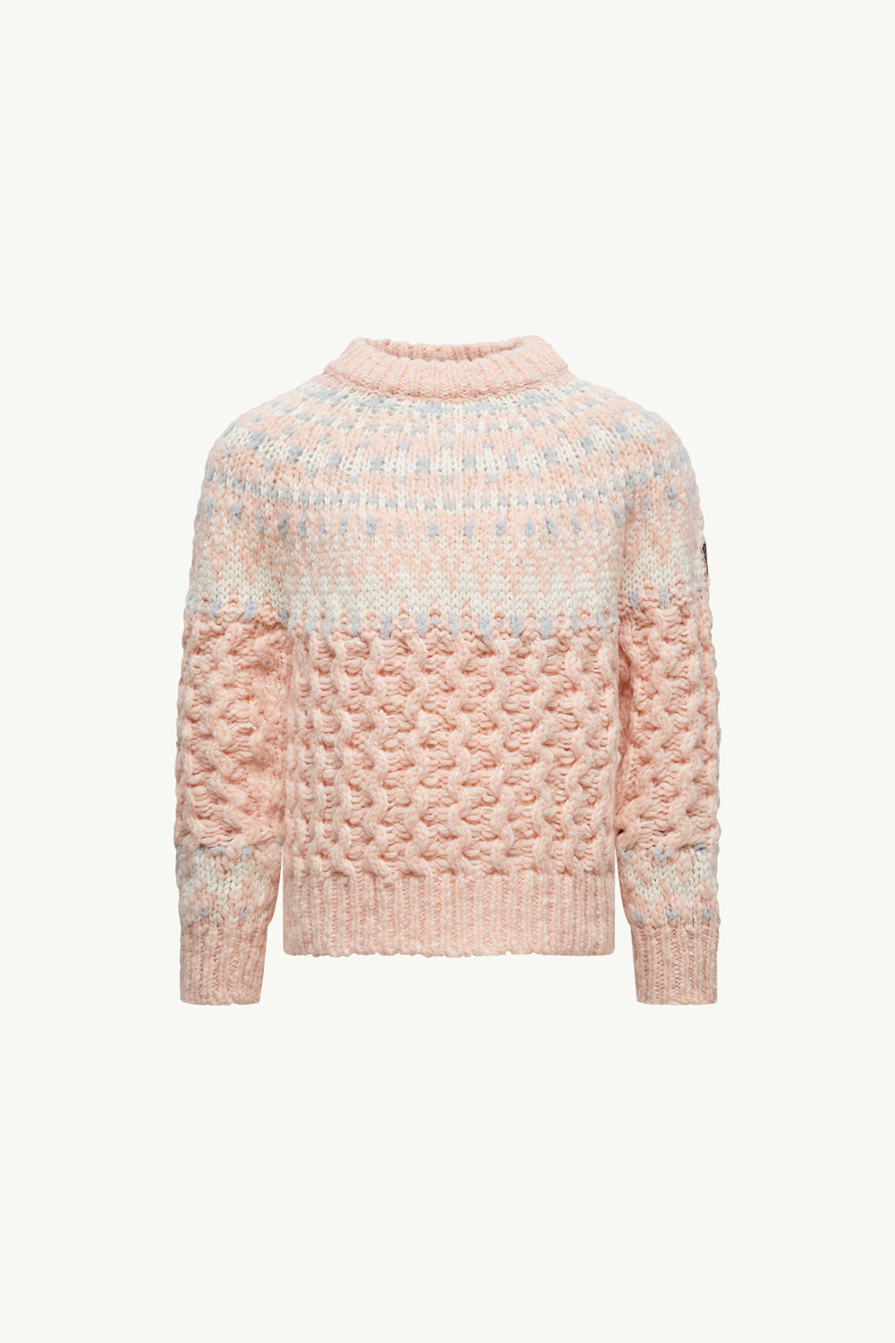 Wool Blend Jacquard Polo Neck Jumper Girl Pink Moncler 0