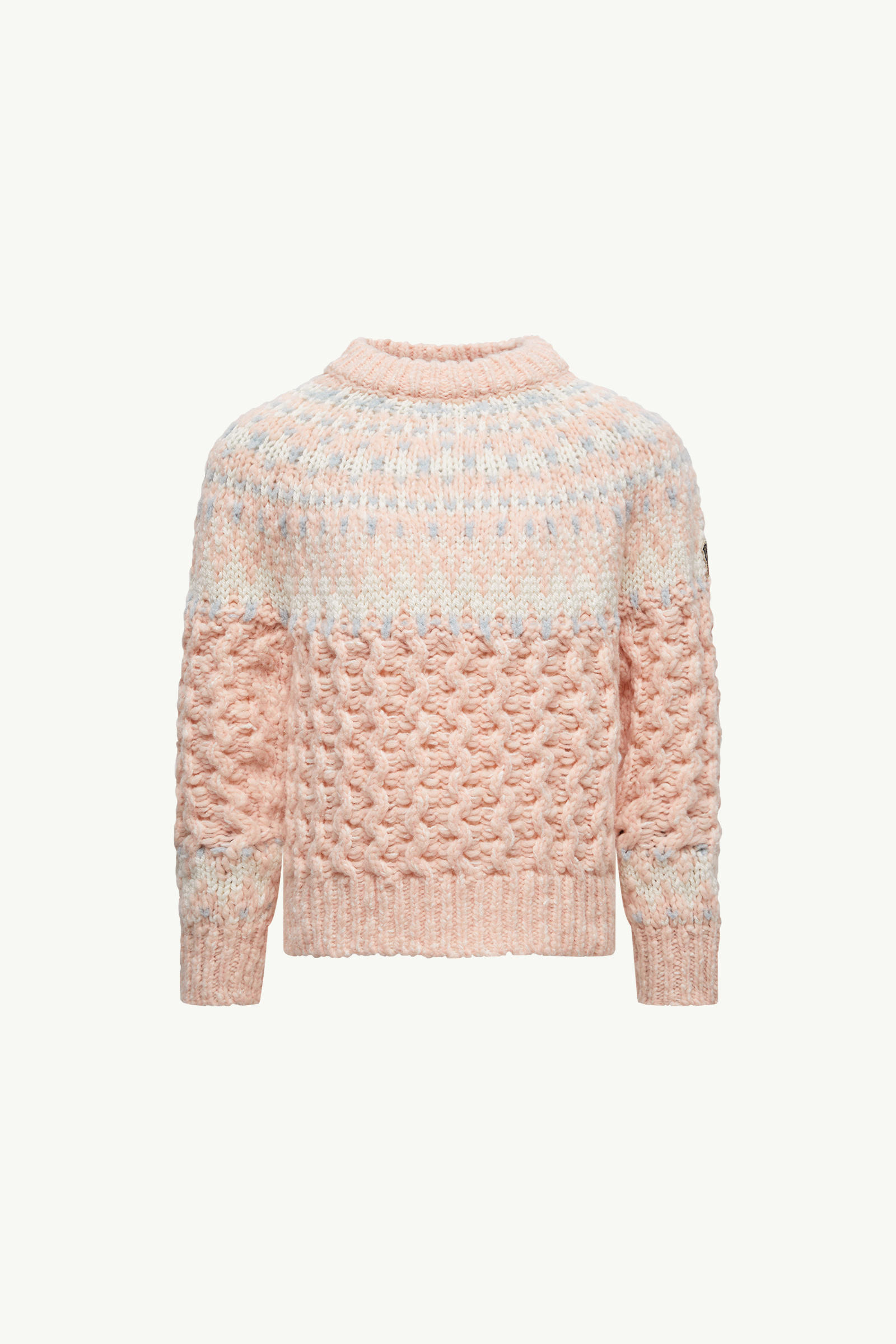 Wool Blend Jacquard Polo Neck Jumper Girl Pink Moncler 0