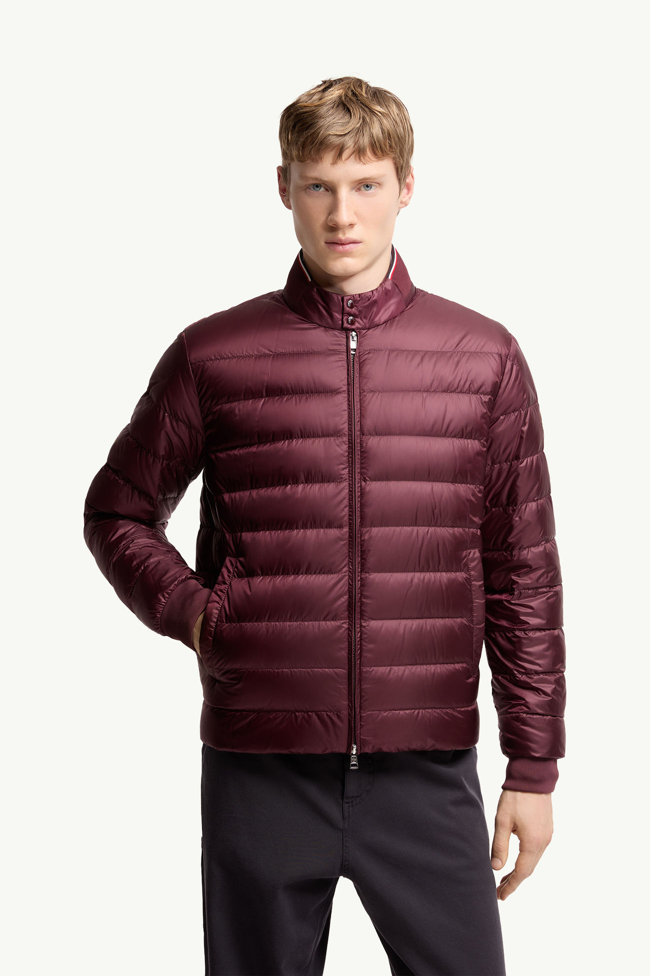 Rigel kurze Daunenjacke Herren Burgunderrot Moncler 3