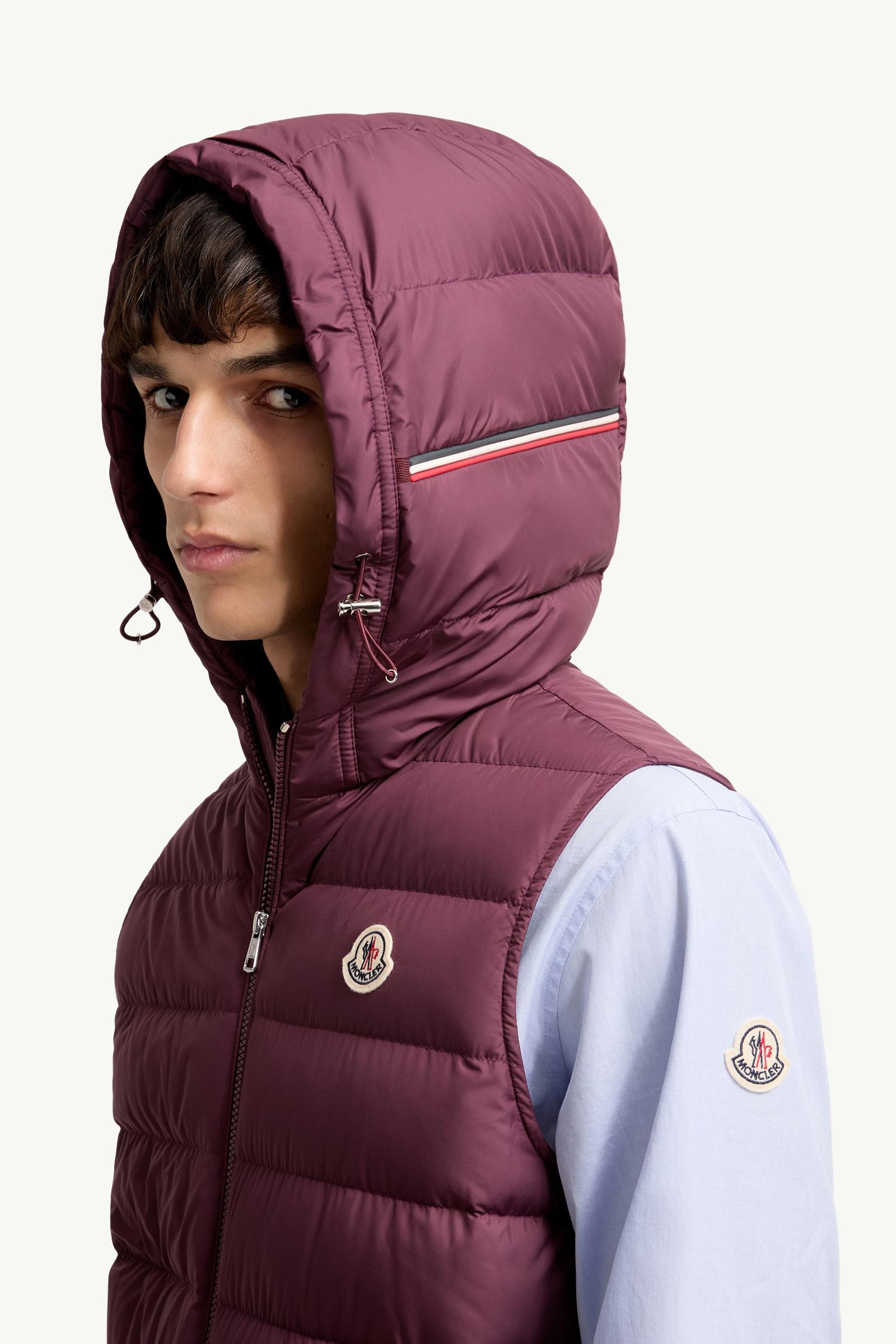 Burgundy Marseillan Hooded Down Vest - Vests for Men | Moncler US