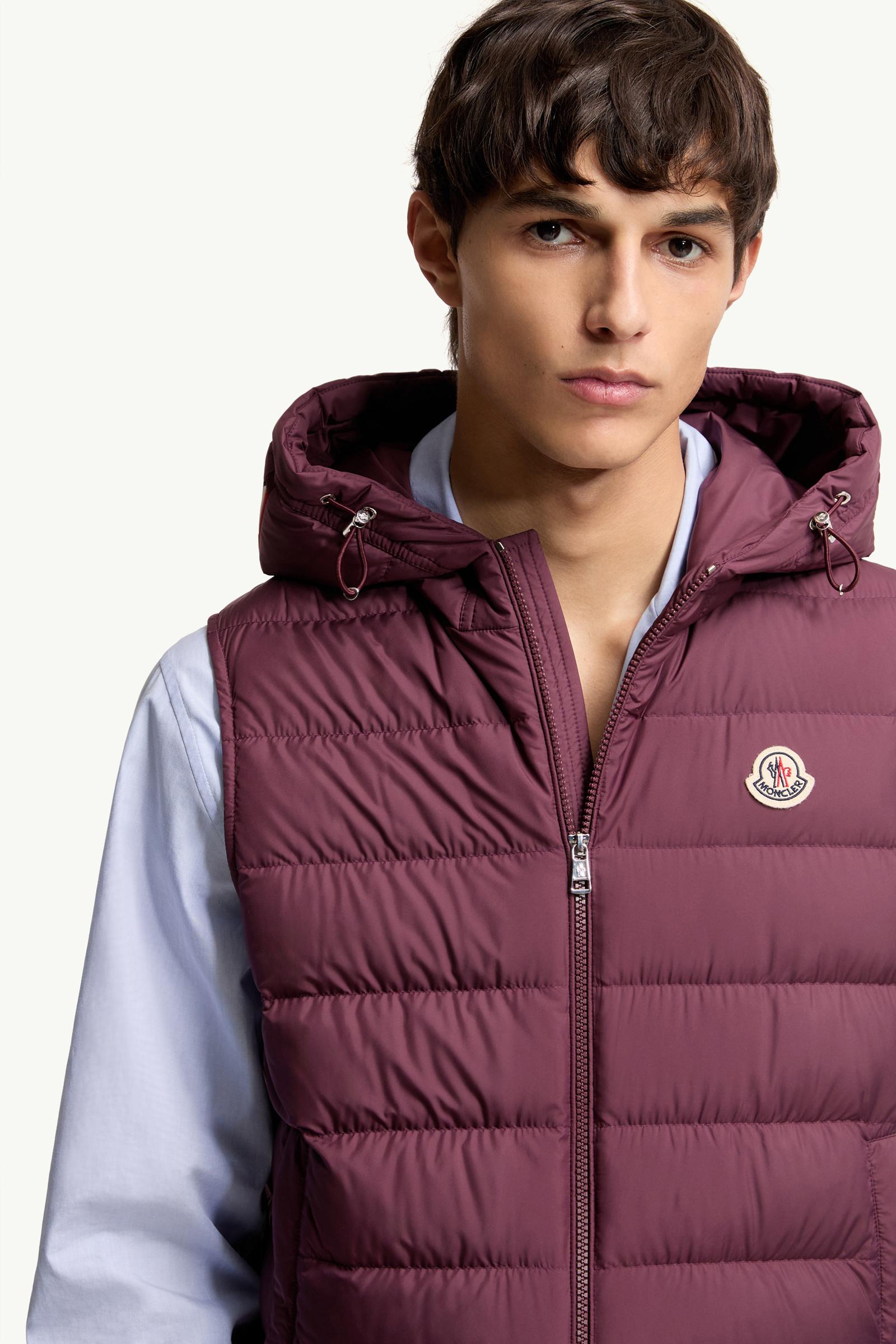 Burgundy Marseillan Hooded Down Vest - Vests for Men | Moncler US
