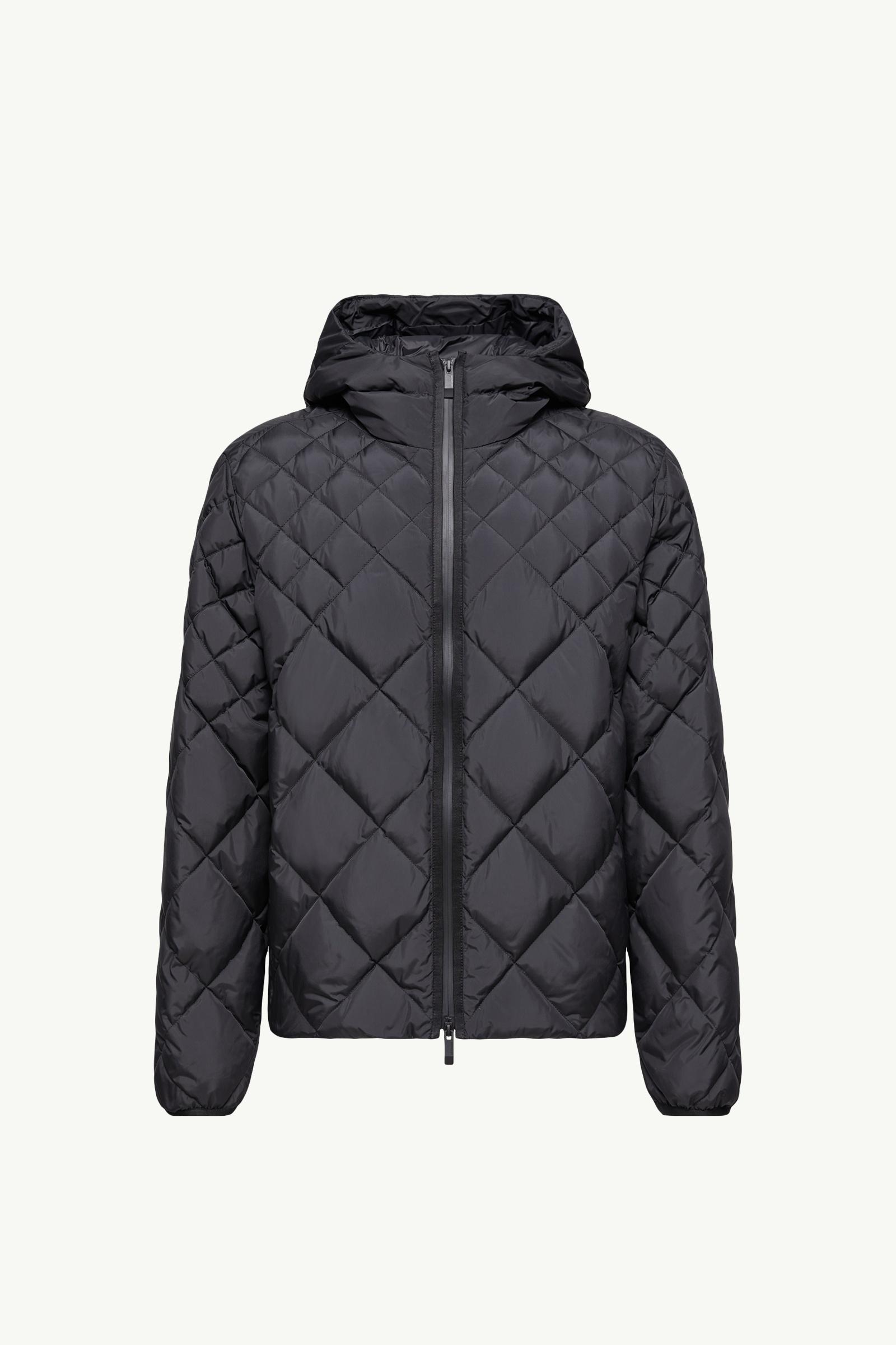 Merak Geometric-Quilted Hooded Short Down Jacket Men Black Moncler