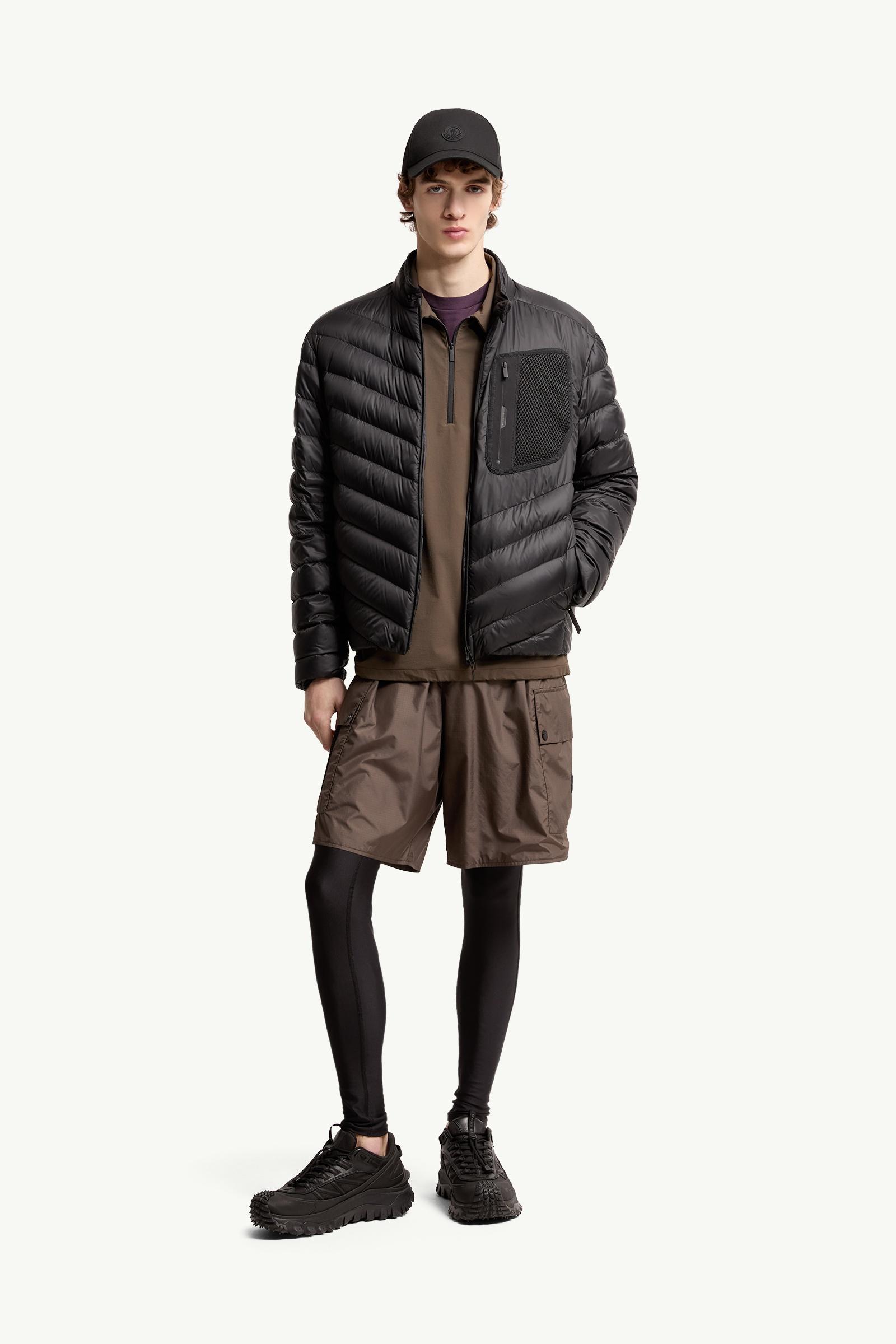 Black Mackinac Diagonal-Quilted Down Biker Jacket - Short Down
