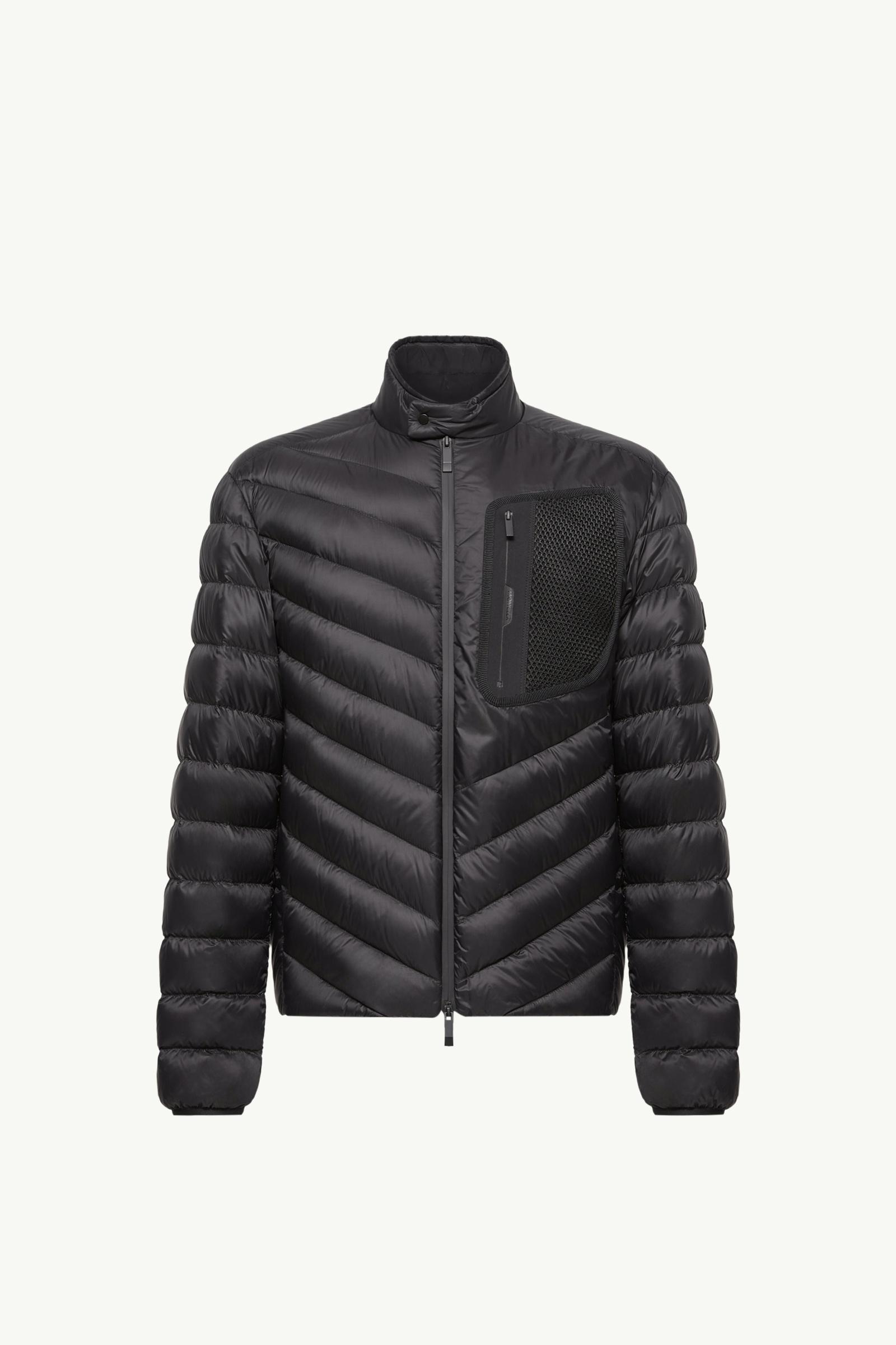 Black Mackinac Diagonal-Quilted Down Biker Jacket - Short Down