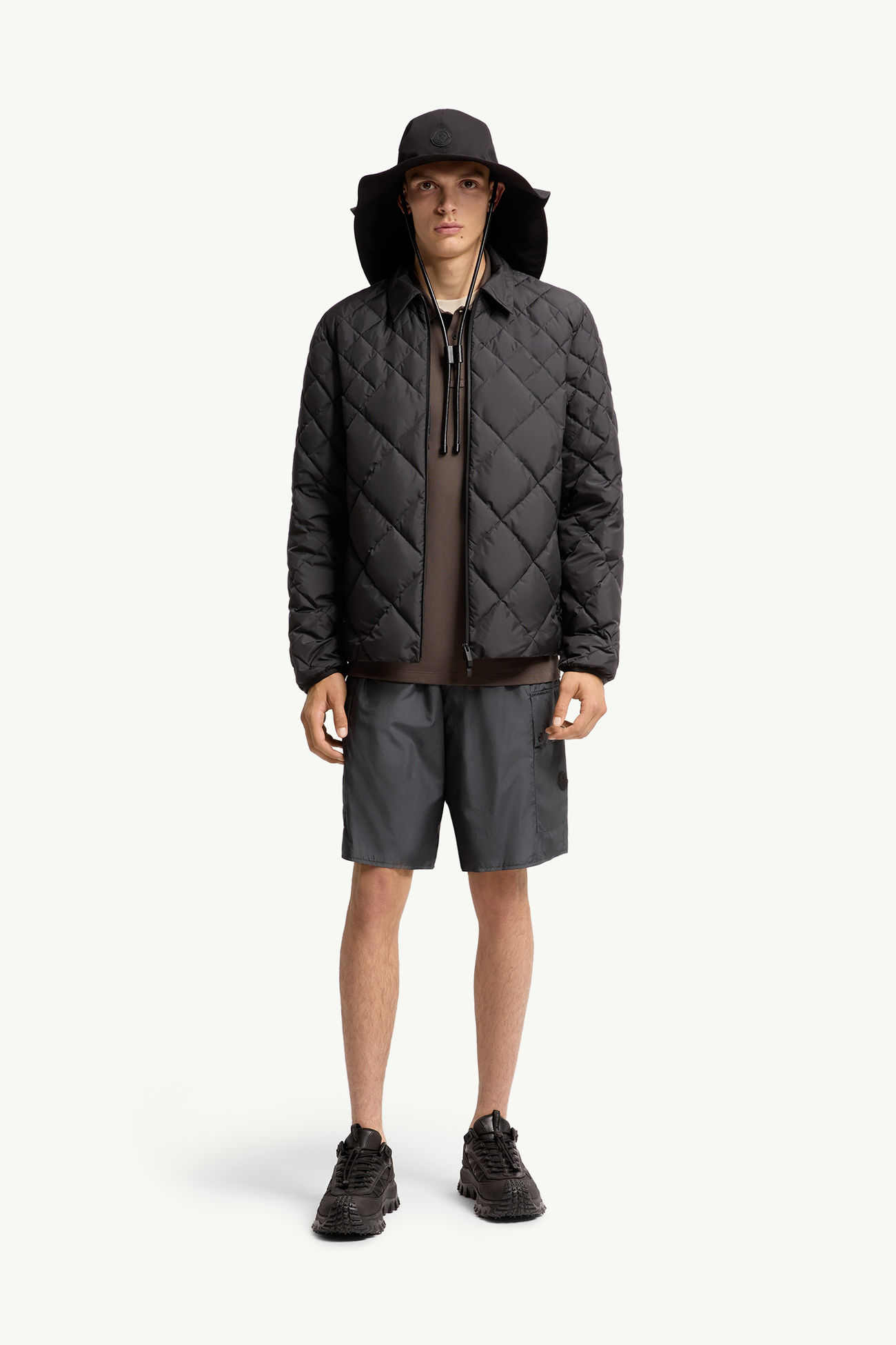 Atria Diamond-Quilted Down Shirt Jacket Men Black Moncler 0