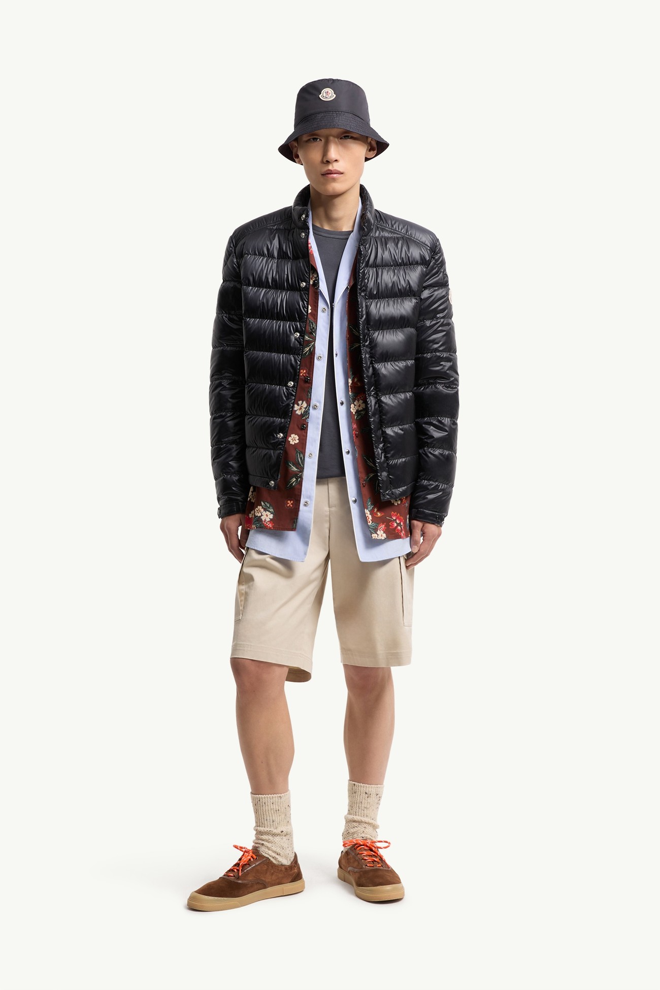Selves Short Down Jacket Men Shiny Dark Blue Moncler 0