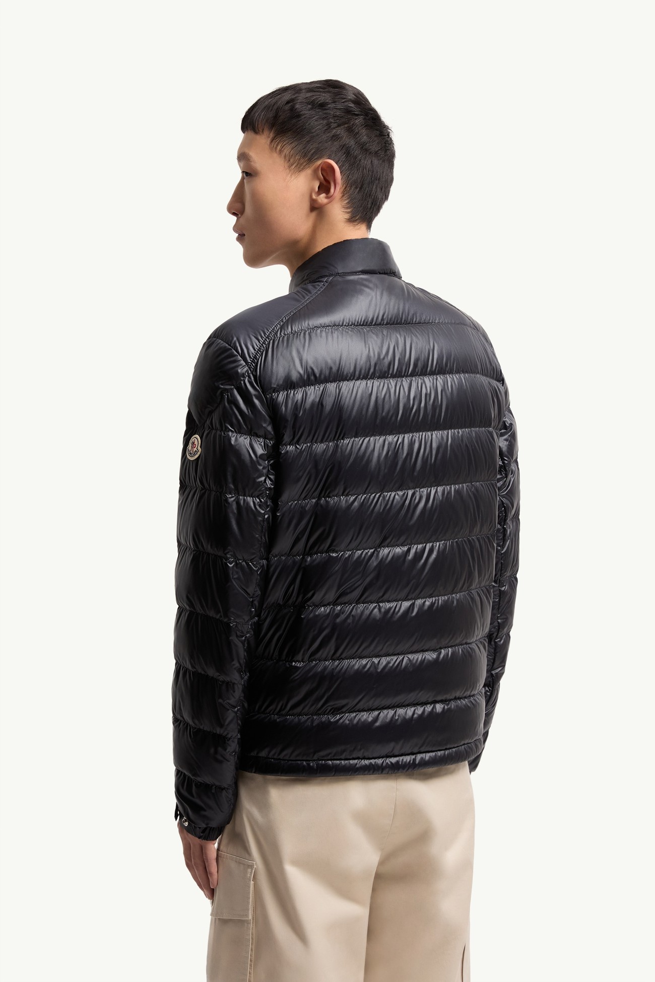 Selves Short Down Jacket Men Shiny Dark Blue Moncler 4