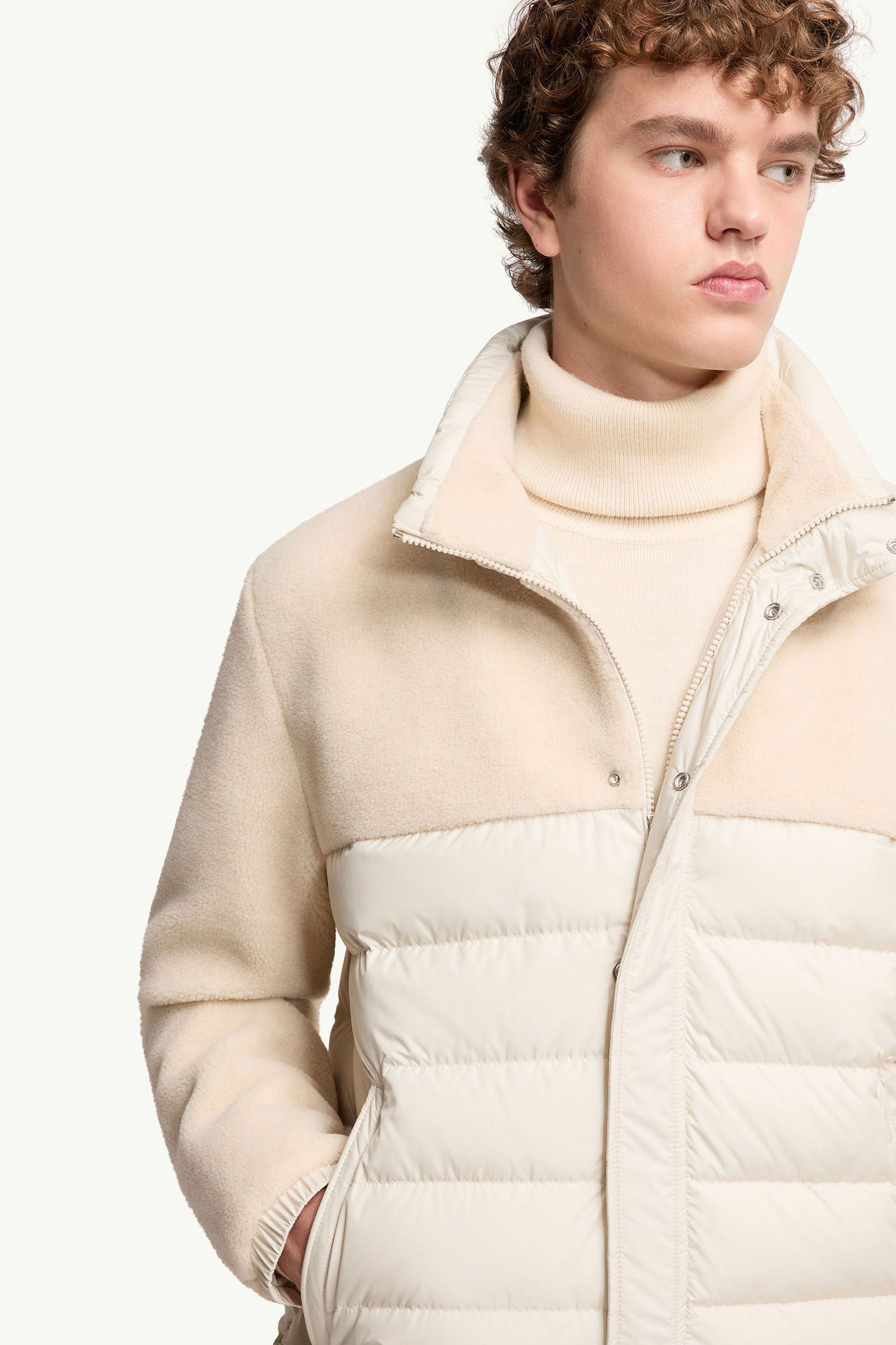 Mistral 테디 쇼트 다운 재킷 남성 라이트 베이지 Moncler 6