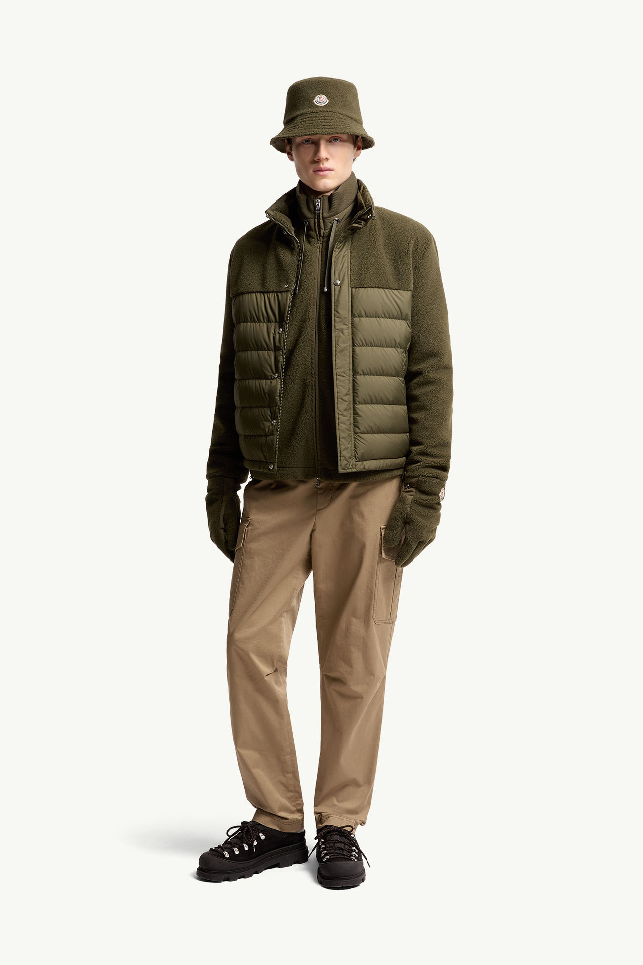 Mistral Teddy Short Down Jacket Men Olive Green Moncler 0