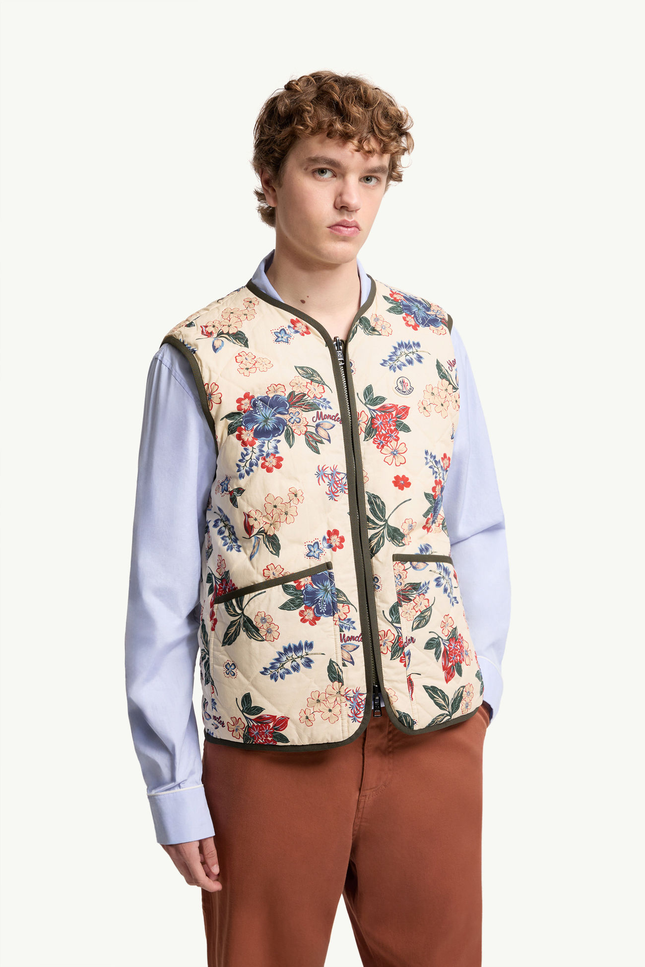 Doudoune sans manches réversible Franqui à motif floral Hommes Blanc & Vert Moncler 3