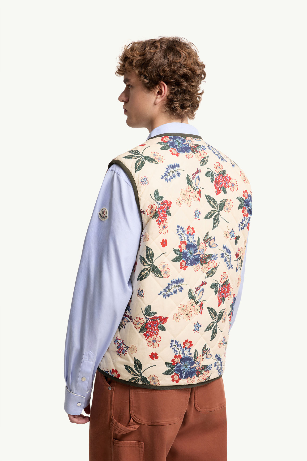 Franqui Reversible Floral Down Vest Men White & Green Moncler 4