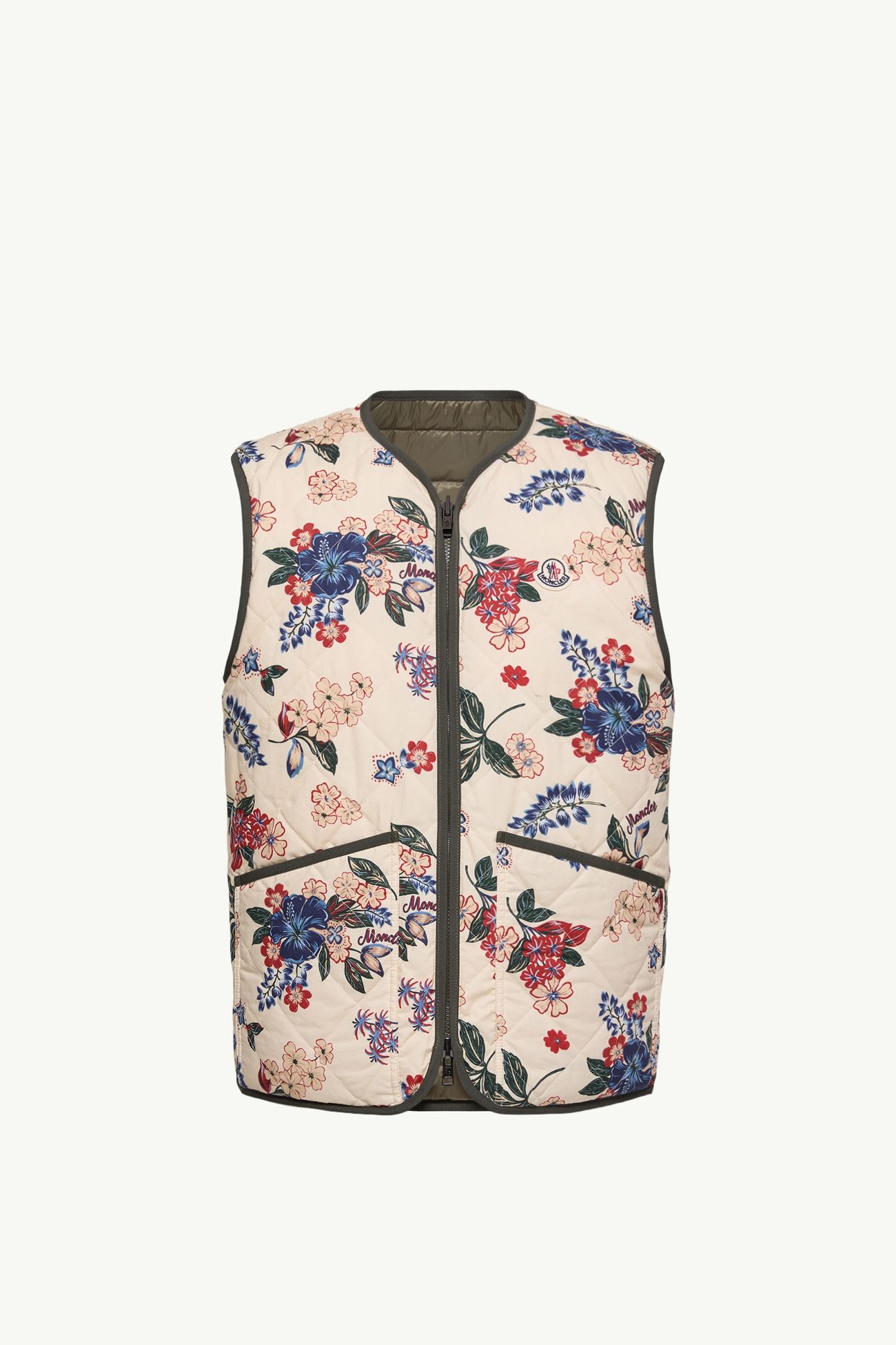 Doudoune sans manches réversible Franqui à motif floral Hommes Blanc & Vert Moncler 2