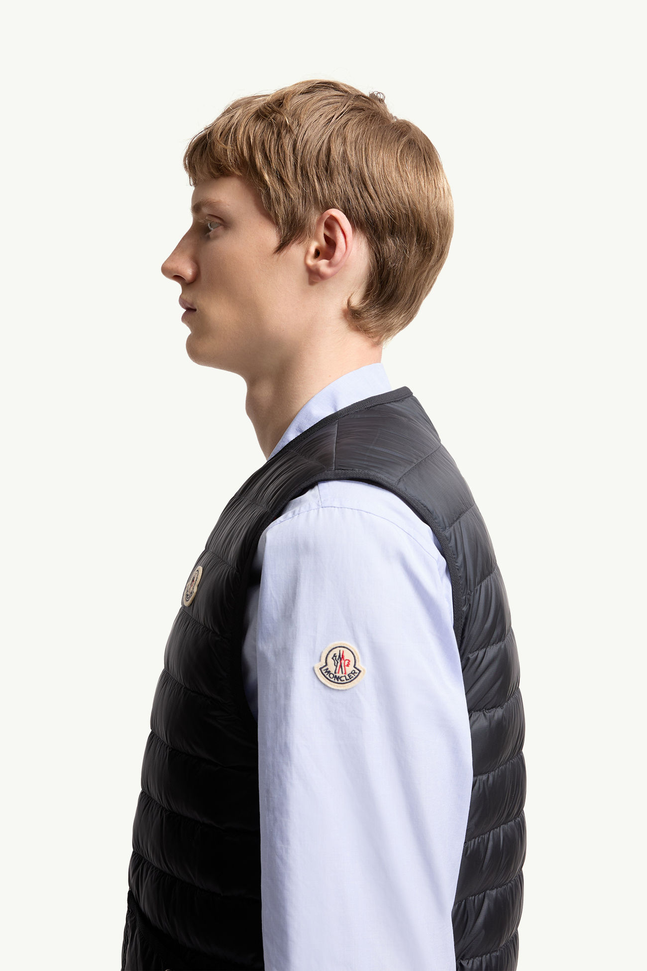 Gilet Imbottito In Piuma Floreale Reversibile Franqui Uomo Blu Navy Moncler 1