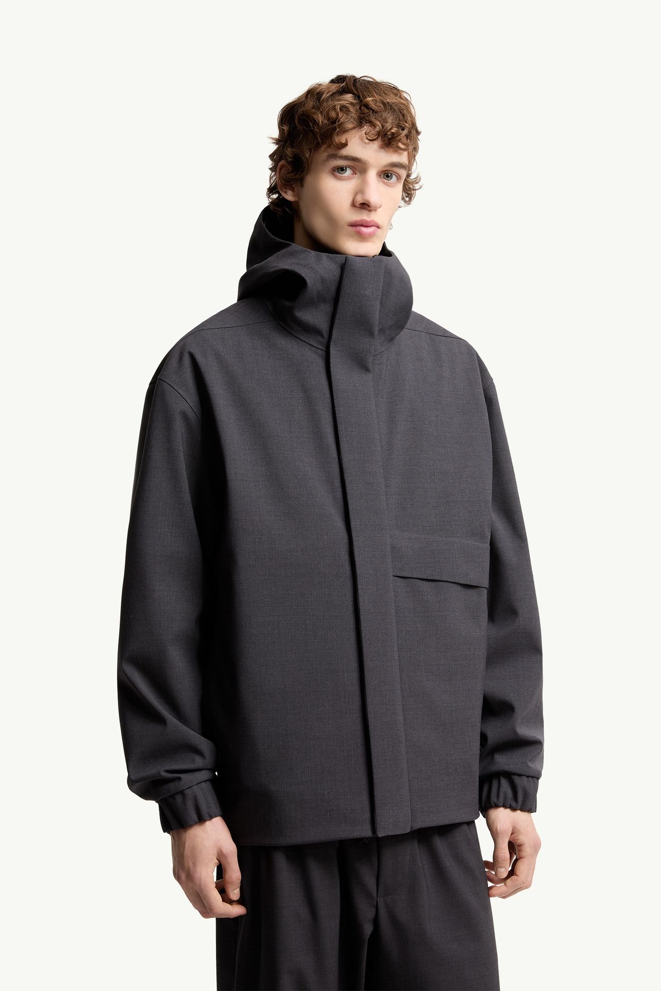 Sillon男士羊毛混纺连帽风衣夹克外套 男士 深灰色 Moncler 3