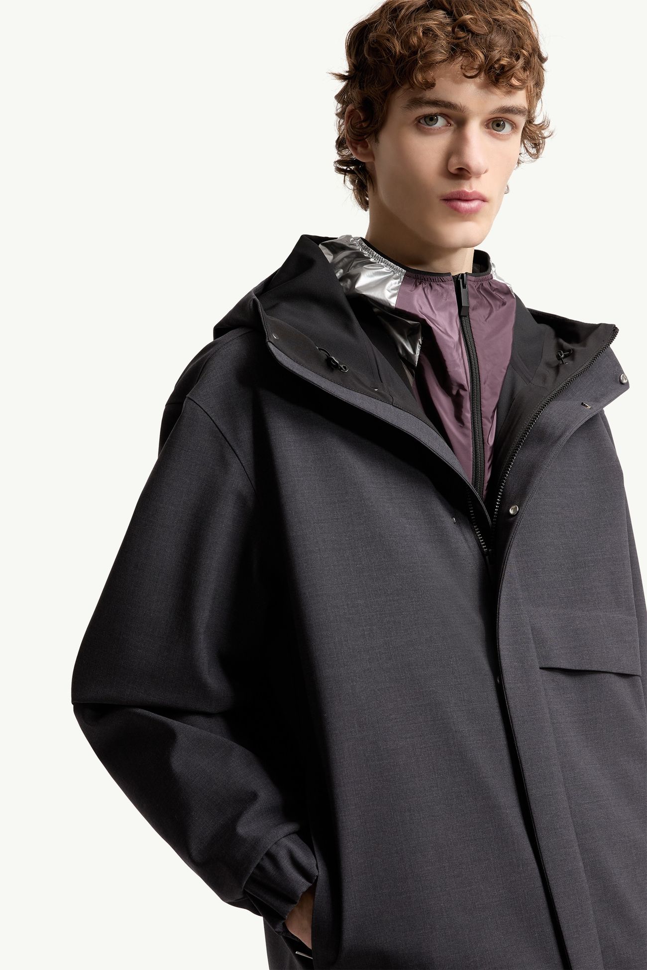 Sillon 후드 울 혼방 윈드브레이커 남성 다크 그레이 Moncler 5