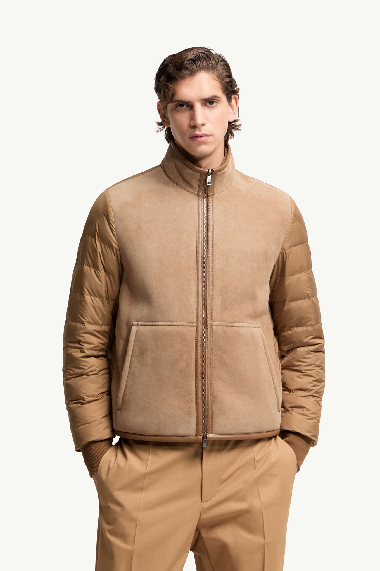 Crachin雙面羔羊毛及納帕皮革短身羽絨外套 男士 米色 Moncler 3