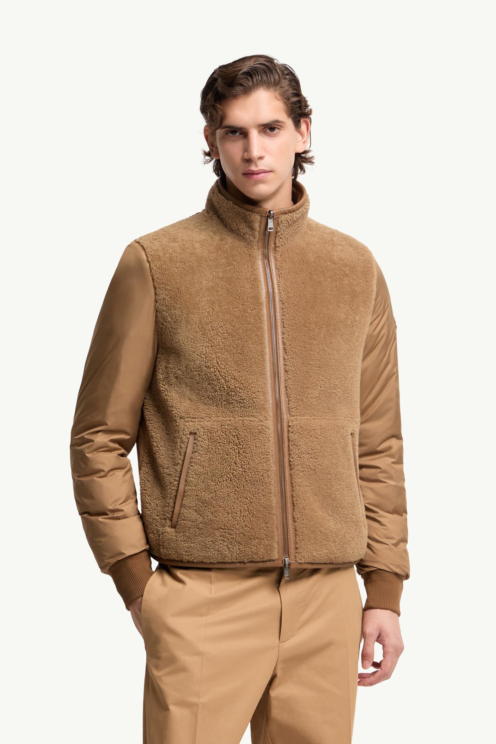 Beige Crachin Reversible Shearling & Nappa Short Down Jacket